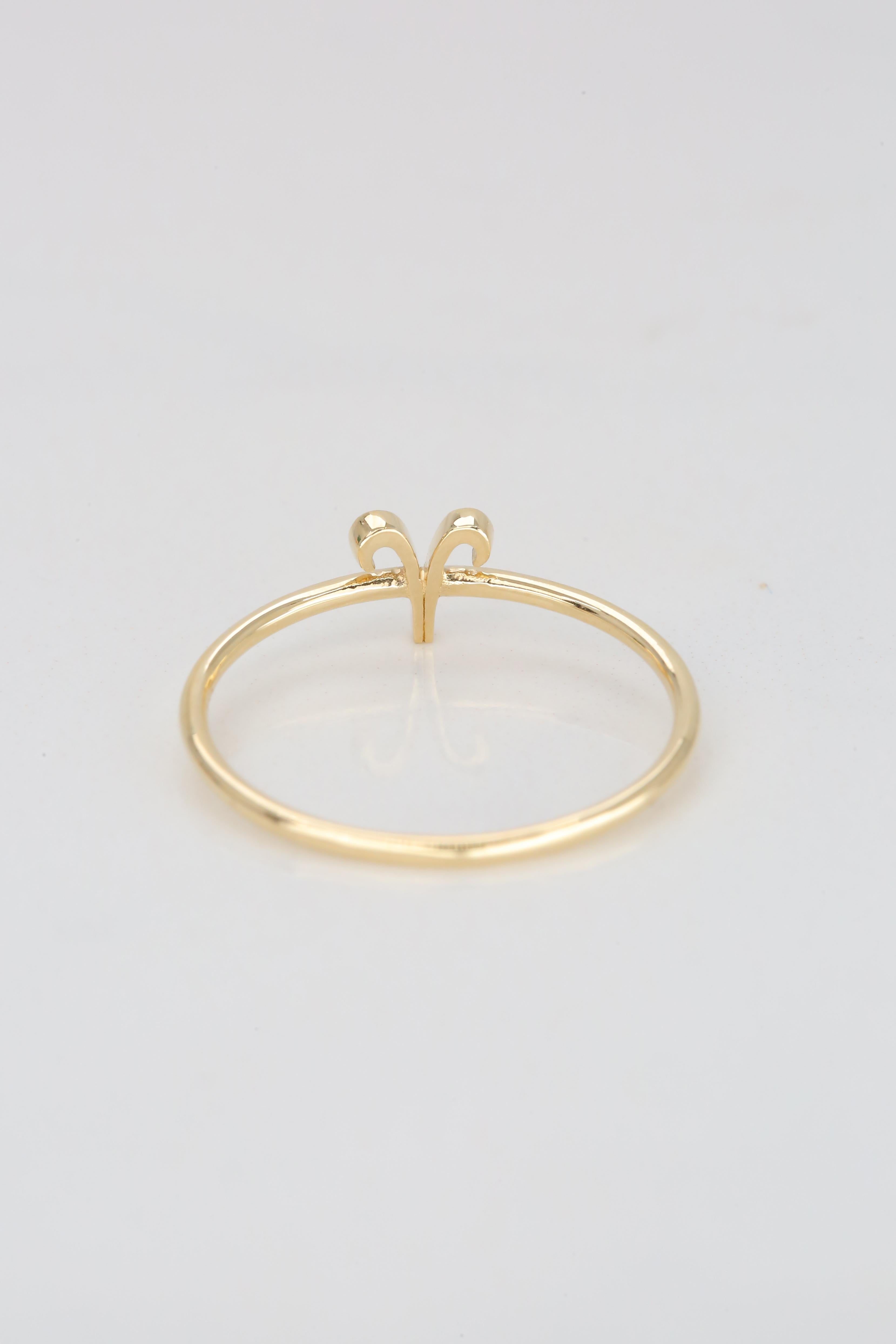 14K Gold Aries Zodiac Ring, Aries Sign Zodiac Ring 8
