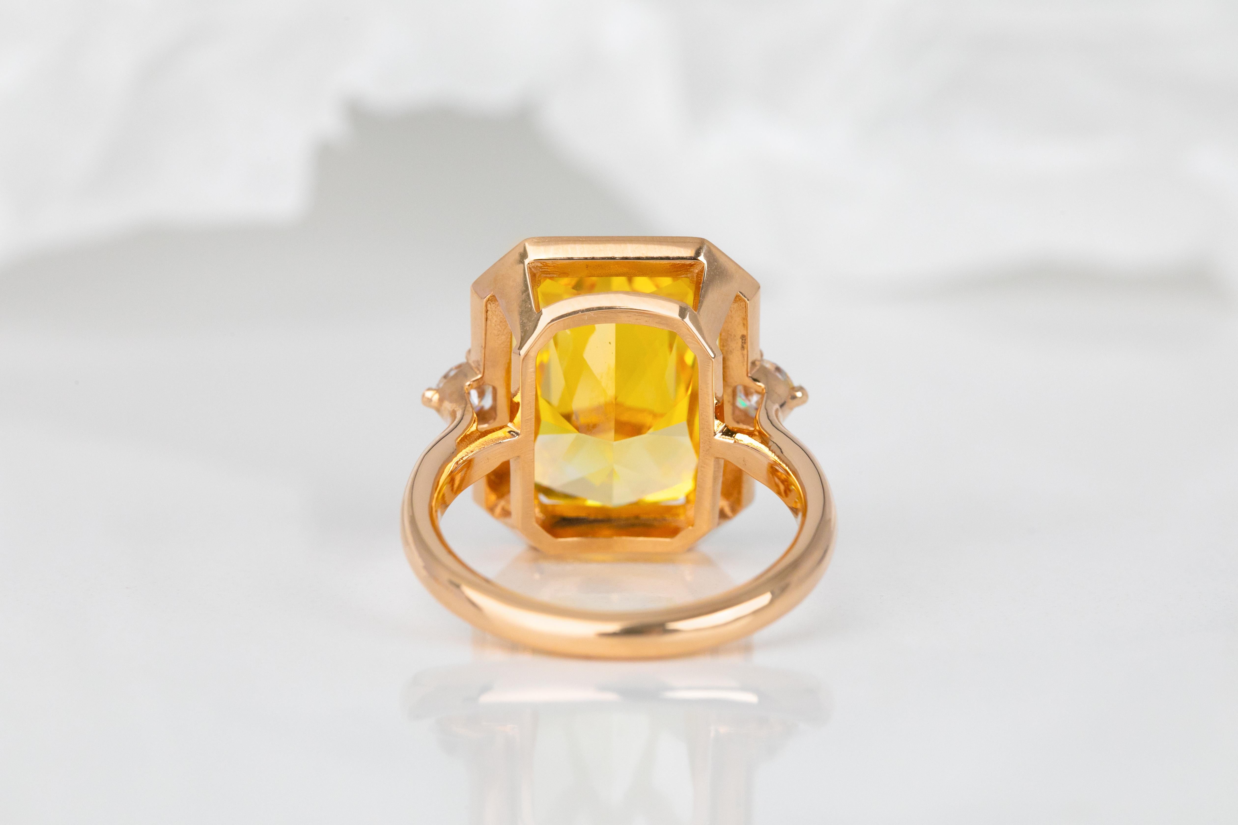 For Sale:  14K Gold Art Deco Gold Ring with Moissanite and Diamond - Istanbul Collection 4