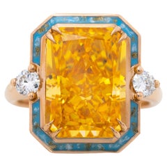 Anello d'oro Art Deco in oro 14K con Moissanite e Diamante - Collection'S