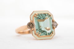14k Gold Art Deco Ring, 5.67ct Green Amethyst Ring and 0.54 Cognac Diamond Ring