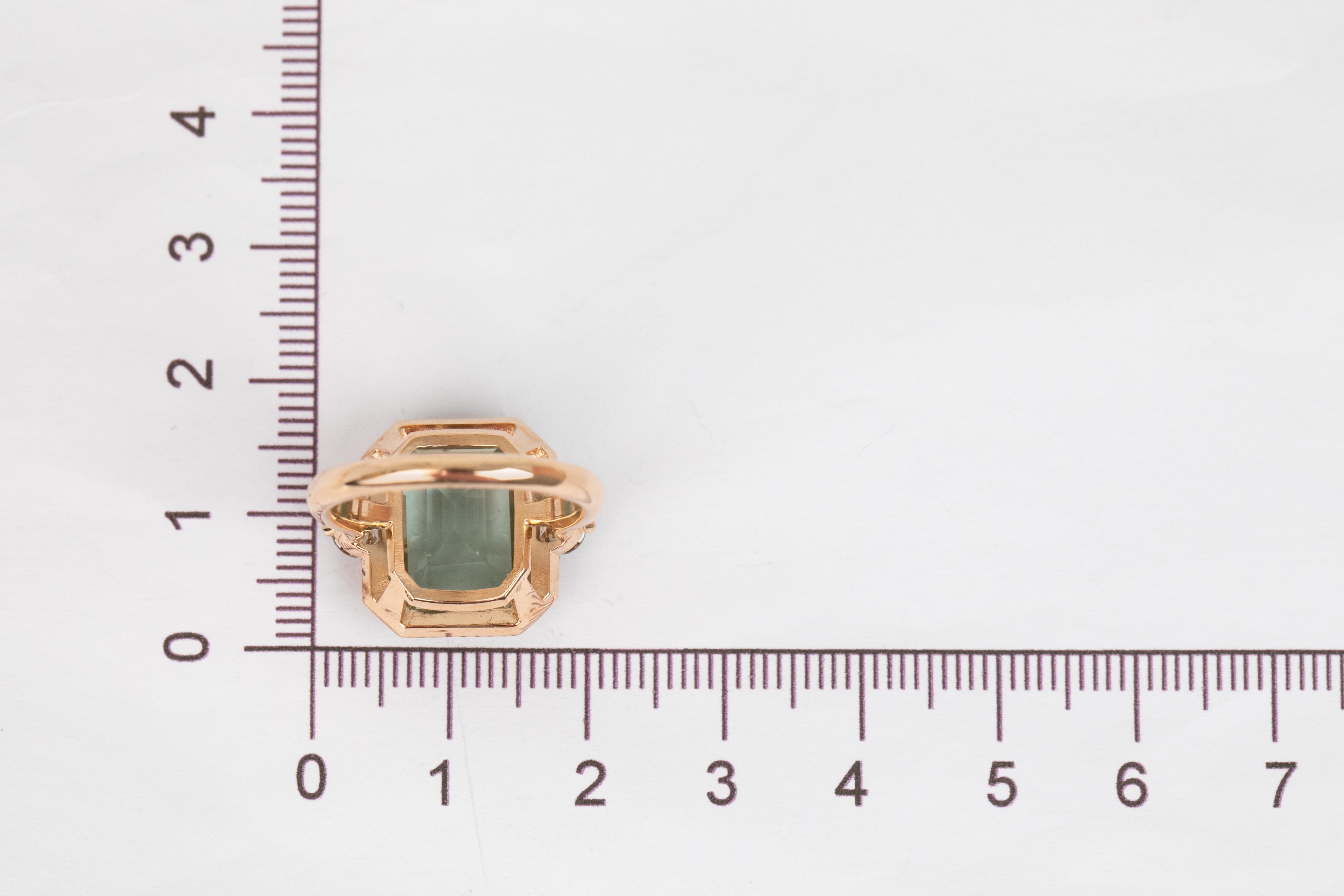 For Sale:  14k Gold Art Deco Ring, 5.67ct Green Amethyst Ring and 0.54 Cognac Diamond Ring 20