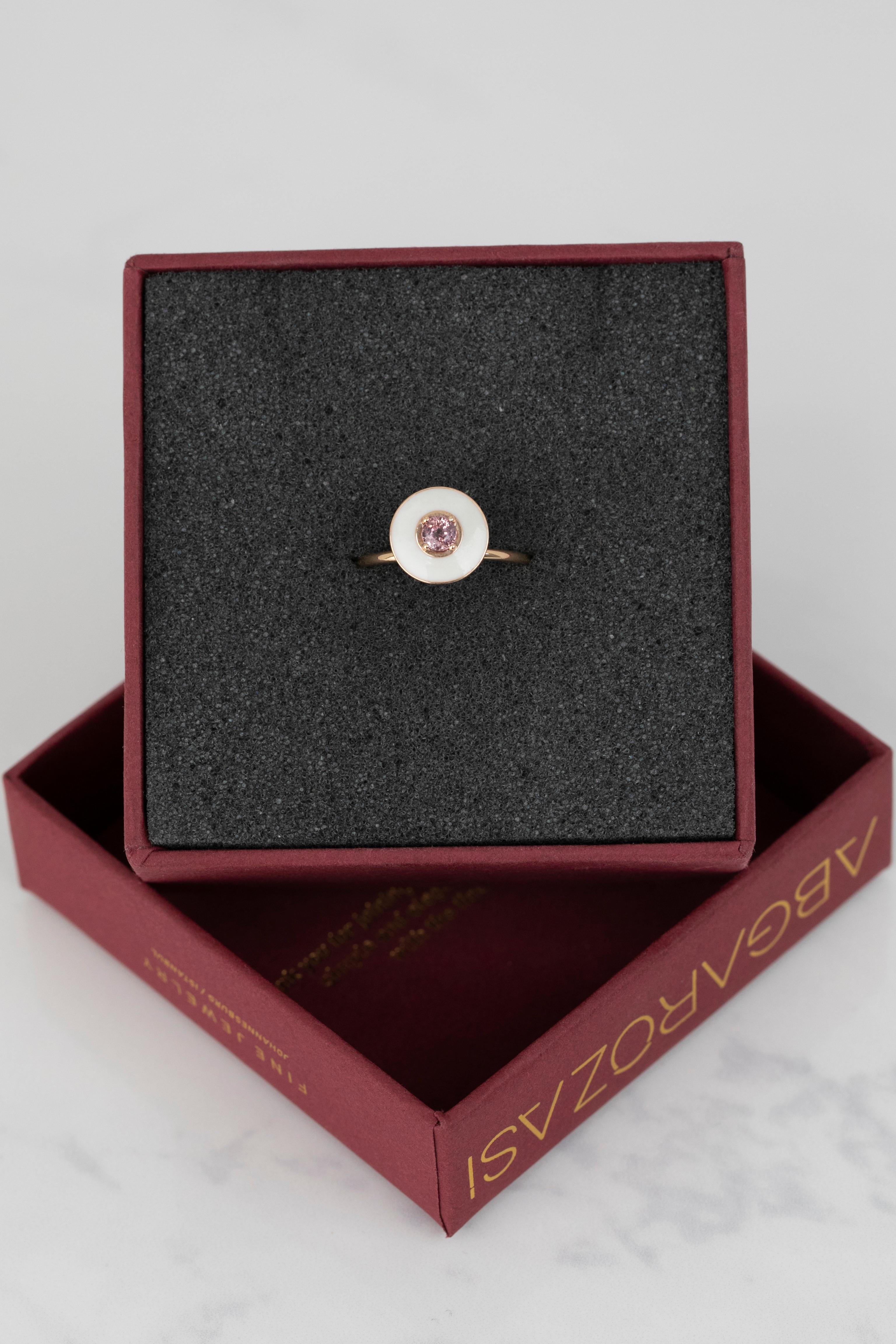 For Sale:  14k Gold Art Deco Stlye Enameled 0.30 Ct Pink Sapphire Cocktail Ring 11