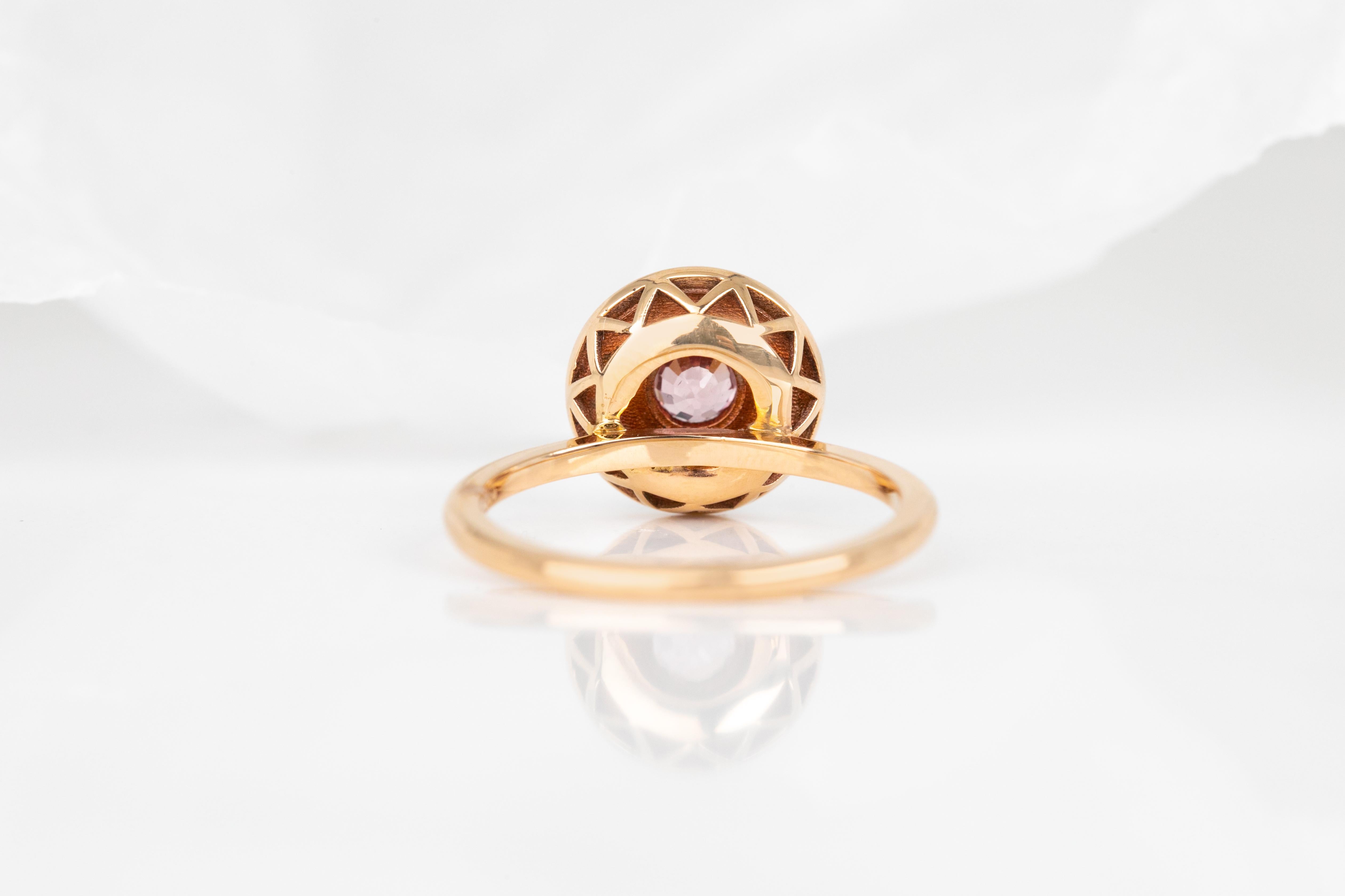 For Sale:  14k Gold Art Deco Stlye Enameled 0.30 Ct Pink Sapphire Cocktail Ring 13