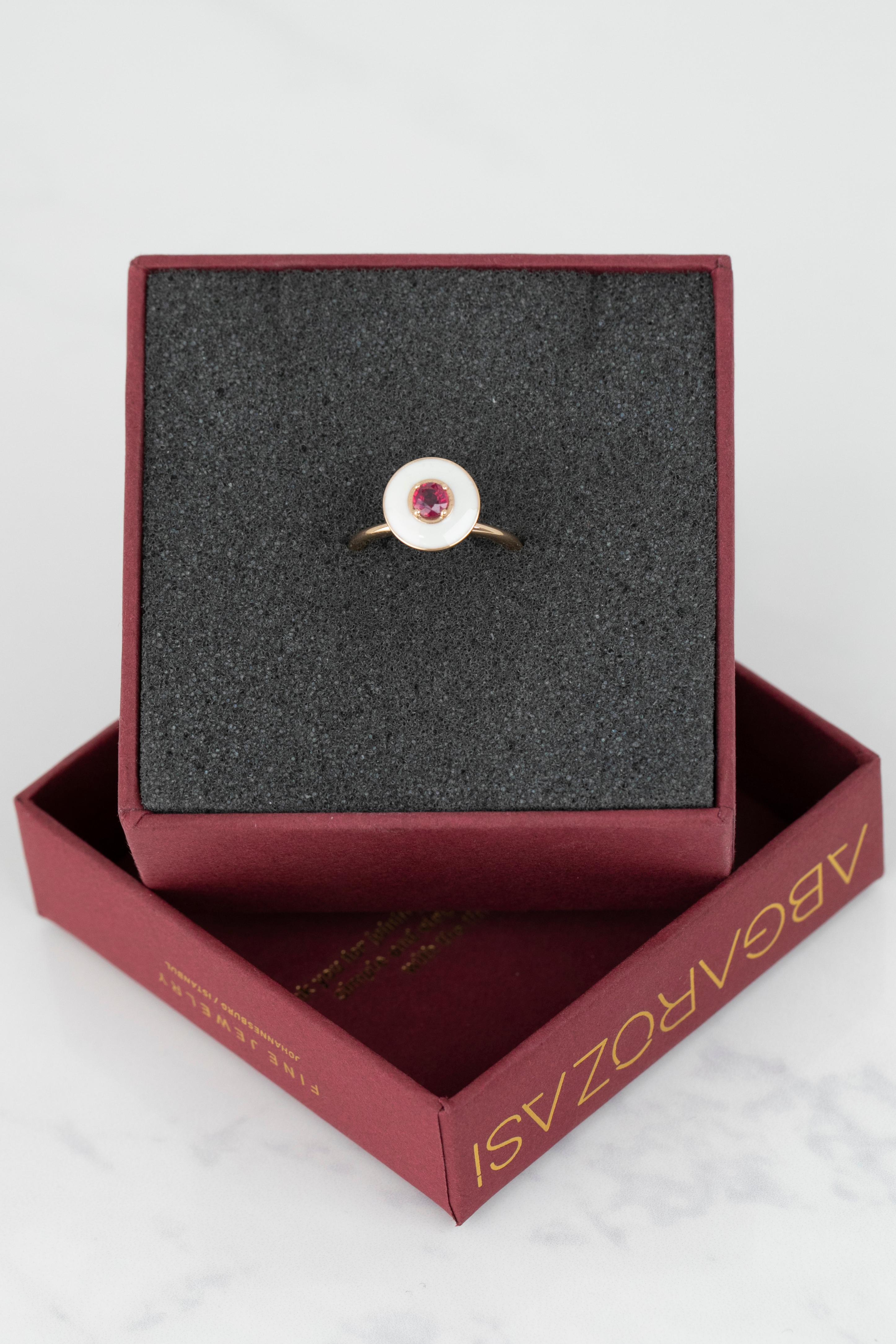 For Sale:  14k Gold Art Deco Stlye Enameled 0.30 Ct Ruby Cocktail Ring 10