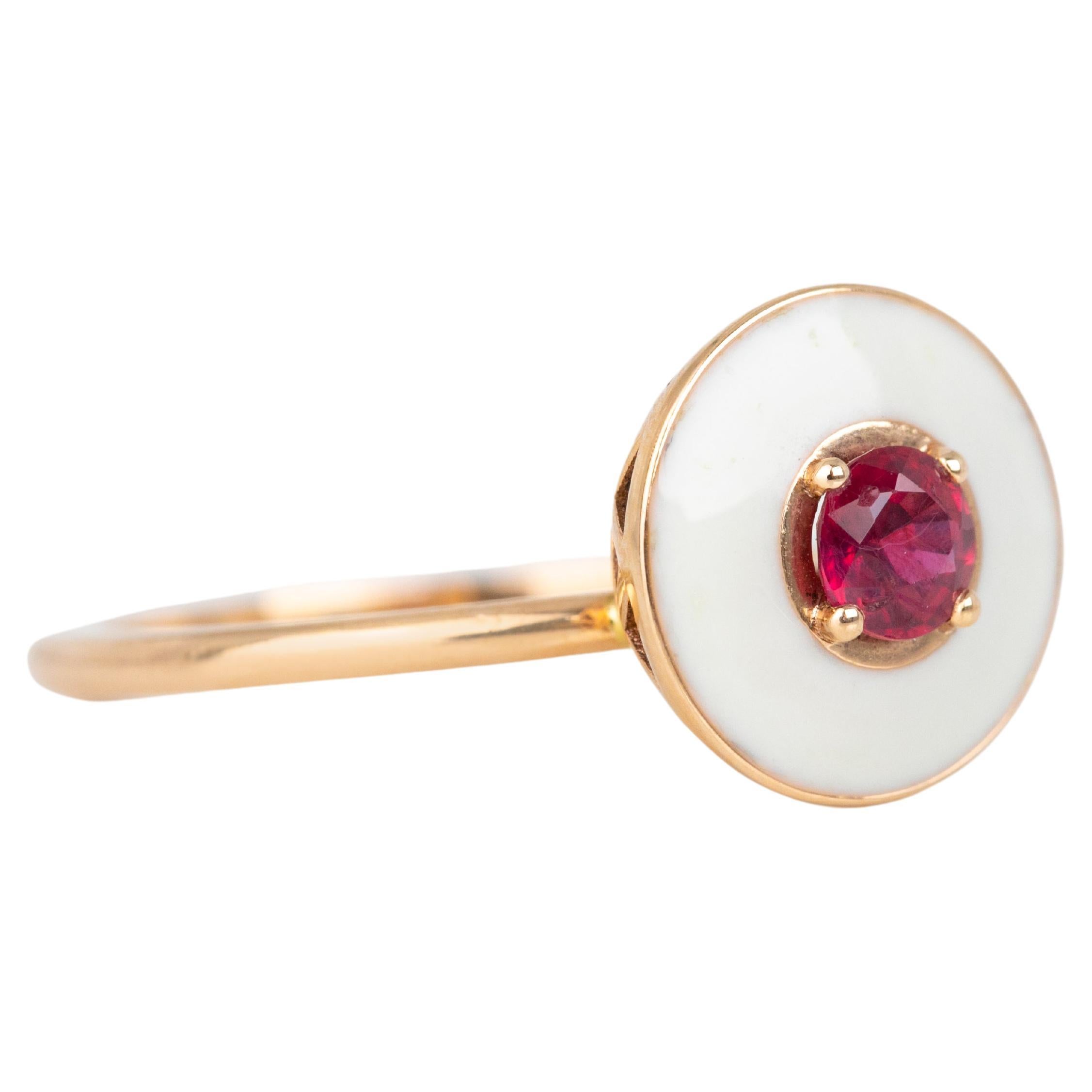 For Sale:  14k Gold Art Deco Stlye Enameled 0.30 Ct Ruby Cocktail Ring 2