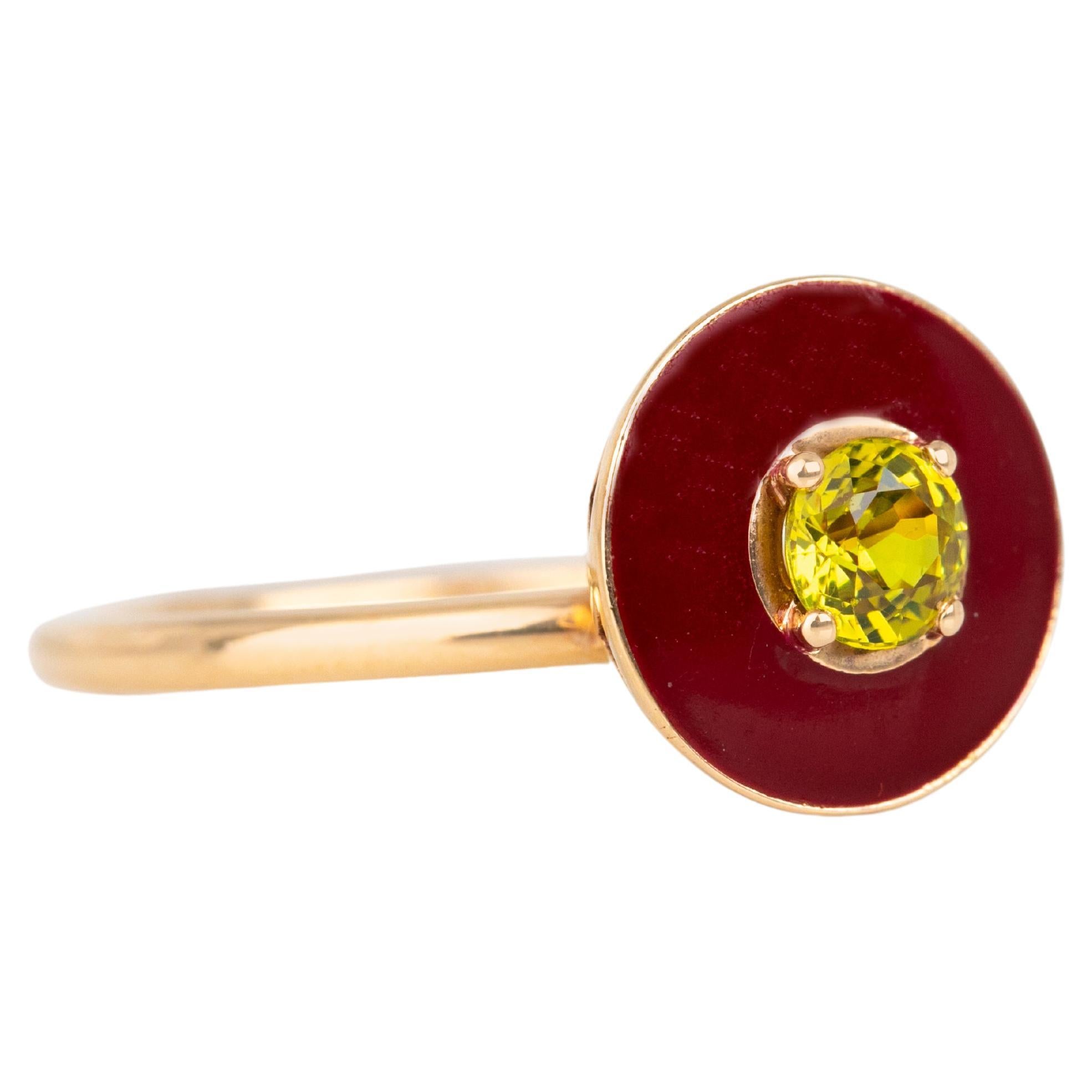 For Sale:  14k Gold Art Deco Stlye Enameled 0.30 Ct Yellow Sapphire Cocktail Ring 2