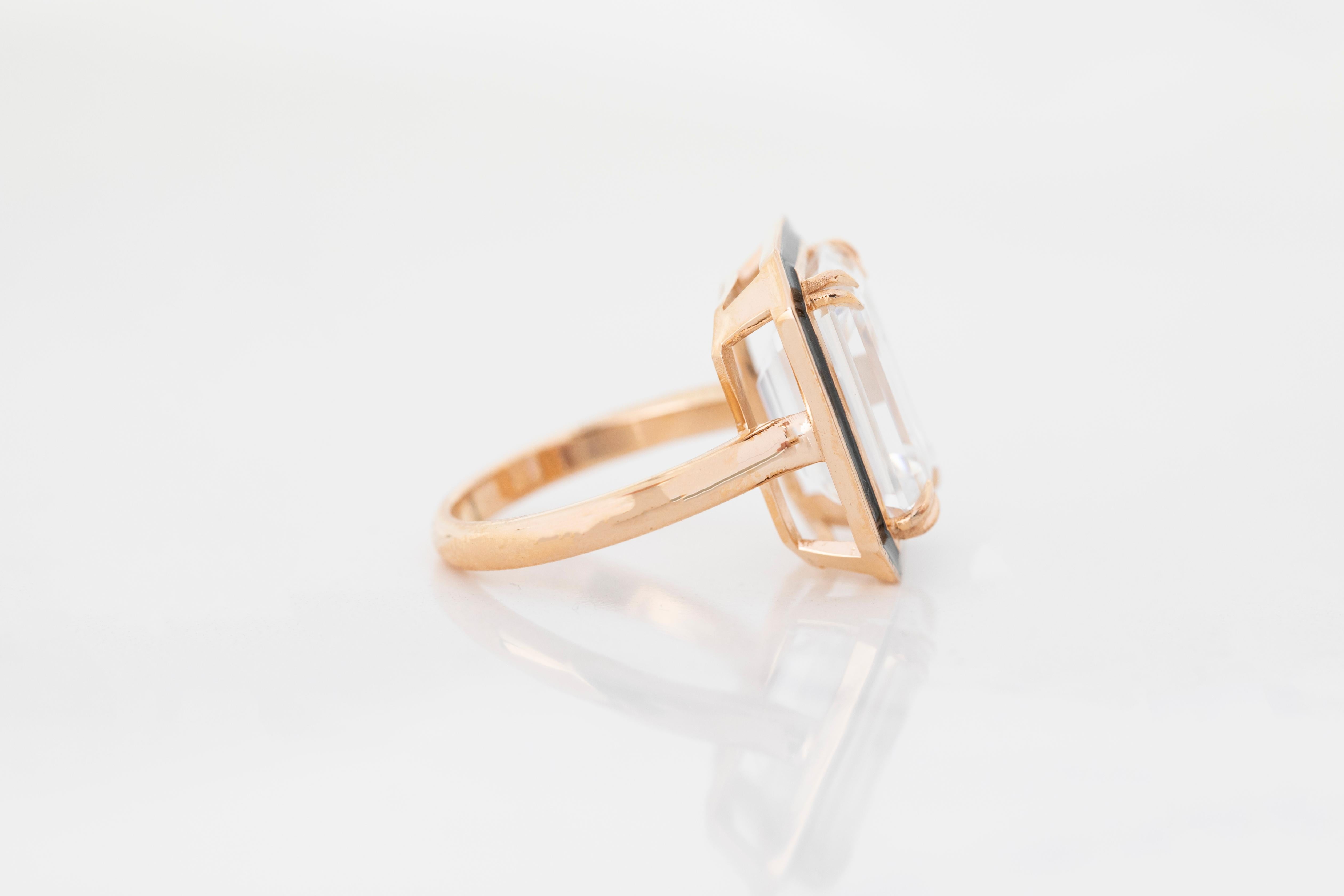 For Sale:  14K Gold Art Deco Style 8.05 Ct. Moissanite Gold Cocktail Ring 6