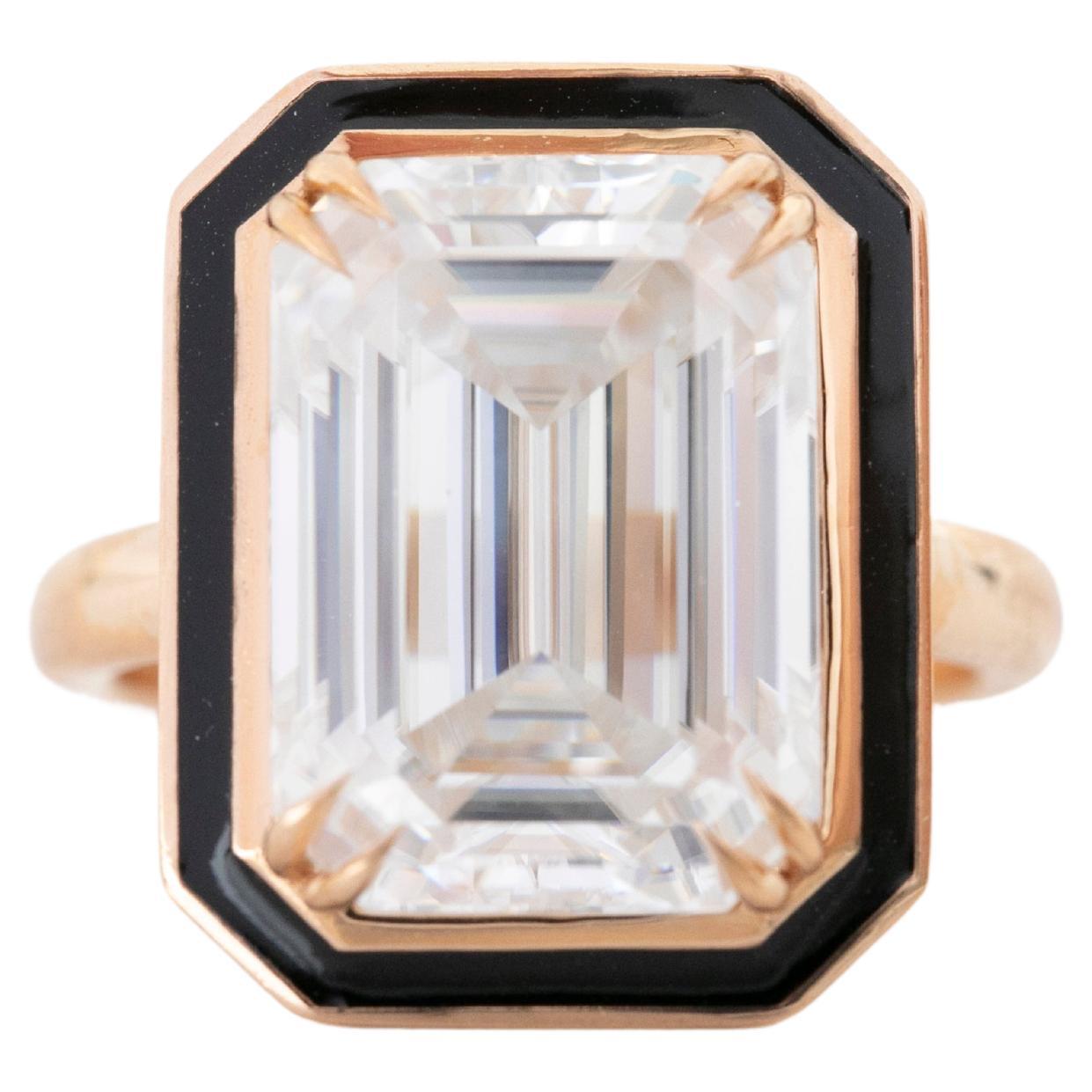 For Sale:  14K Gold Art Deco Style 8.05 Ct. Moissanite Gold Cocktail Ring