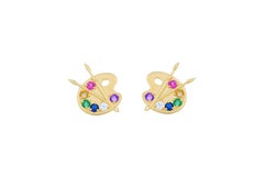 14k Gold Artist Palette Earrings studs.