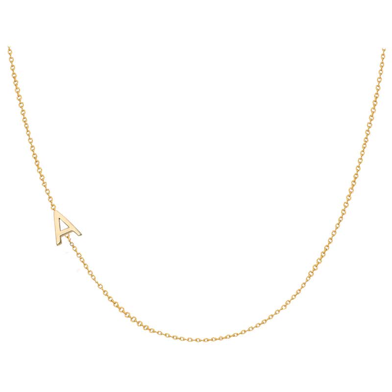 14 Karat Gold Diamond Initial Necklace For Sale at 1stDibs