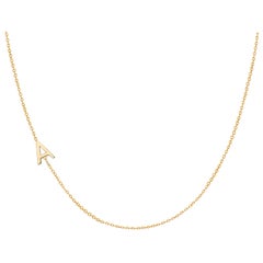 14 Karat Gold Asymmetrical Initial Necklace, A