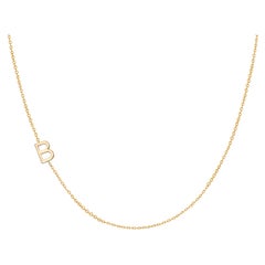 14 Karat Gold Asymmetrical Initial Necklace, B