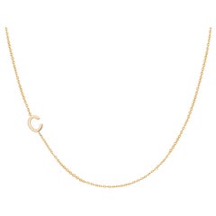 14 Karat Gold Asymmetrical Initial Necklace, C