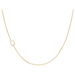 14 Karat Gold Asymmetrical Initial Necklace, D
