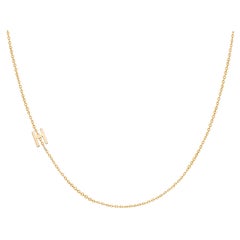 14 Karat Gold Asymmetrical Initial Necklace, H