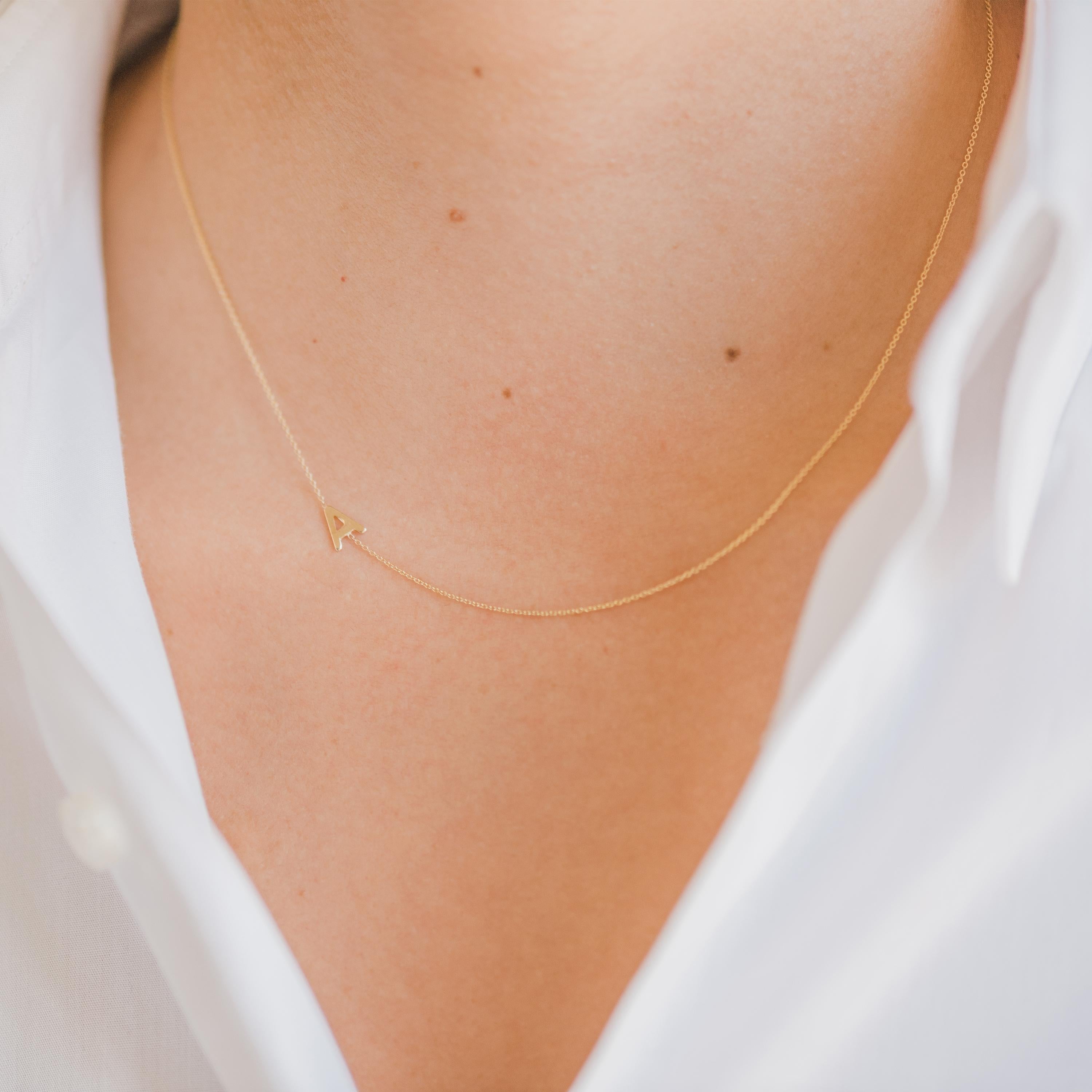Modernist 14 Karat Gold Asymmetrical Initial Necklace, K For Sale