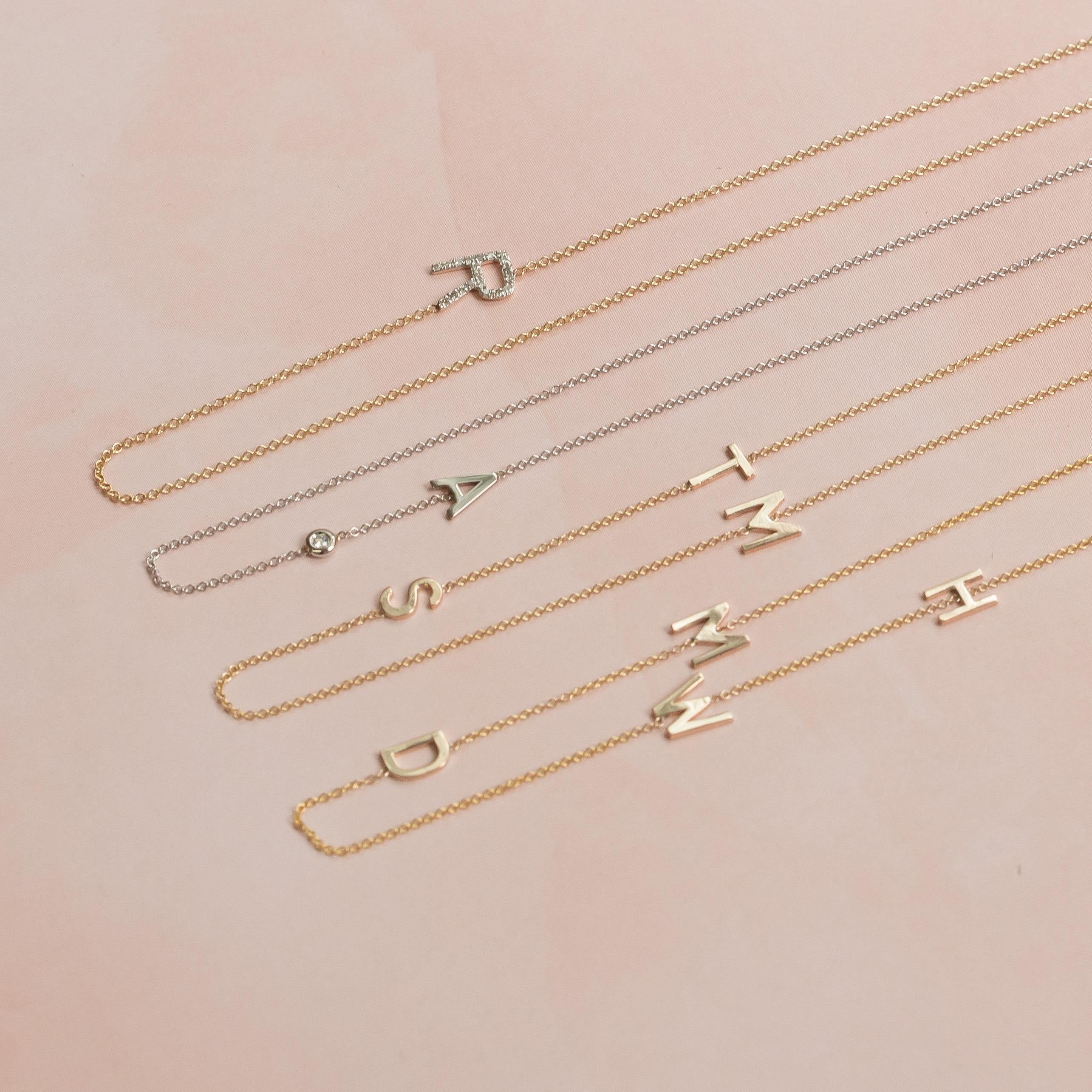 Women's 14 Karat Gold Asymmetrical Initial Necklace, M For Sale