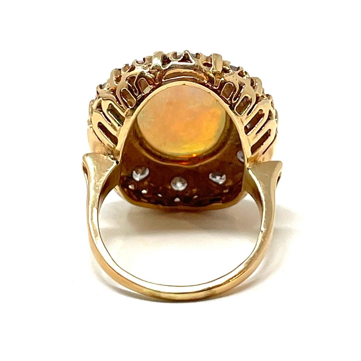Women's or Men's 14K Gold Australian Opal and Diamond RIng