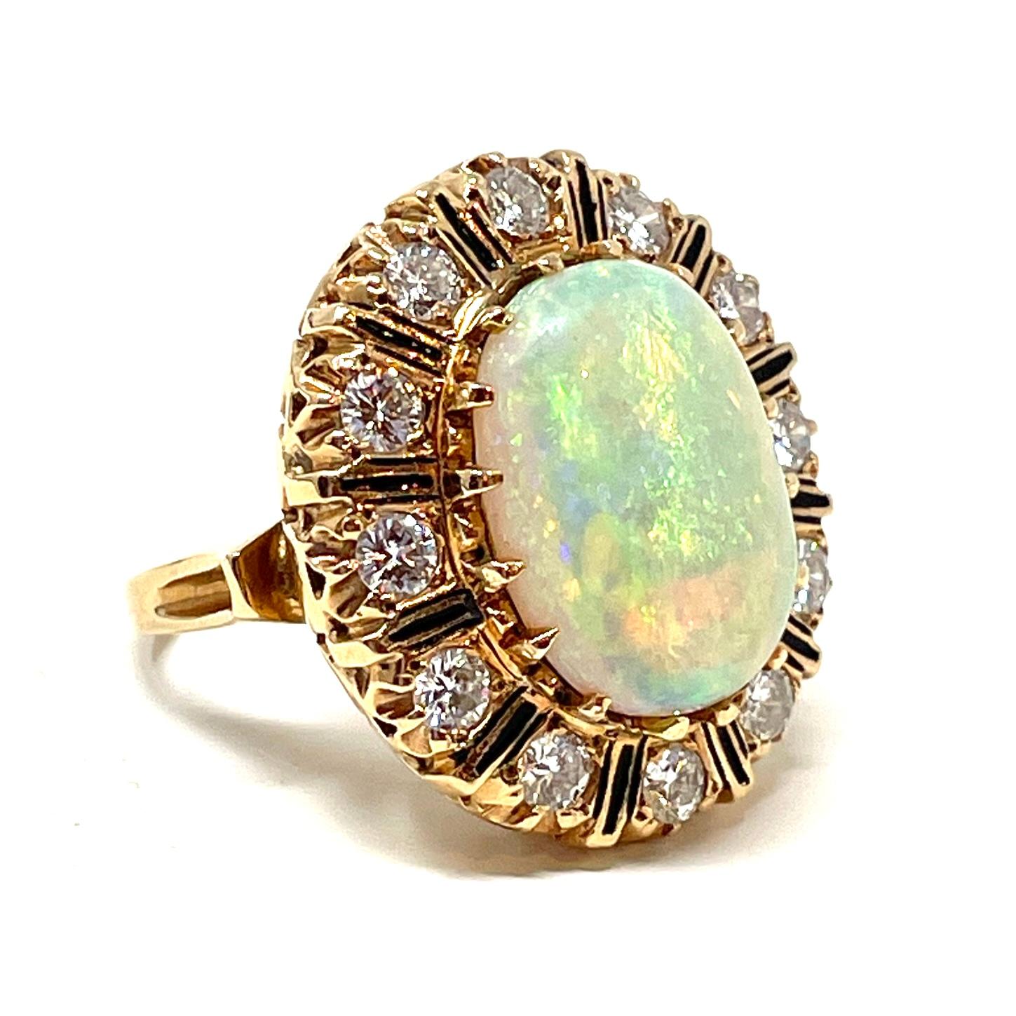 14K Gold Australian Opal and Diamond RIng 1