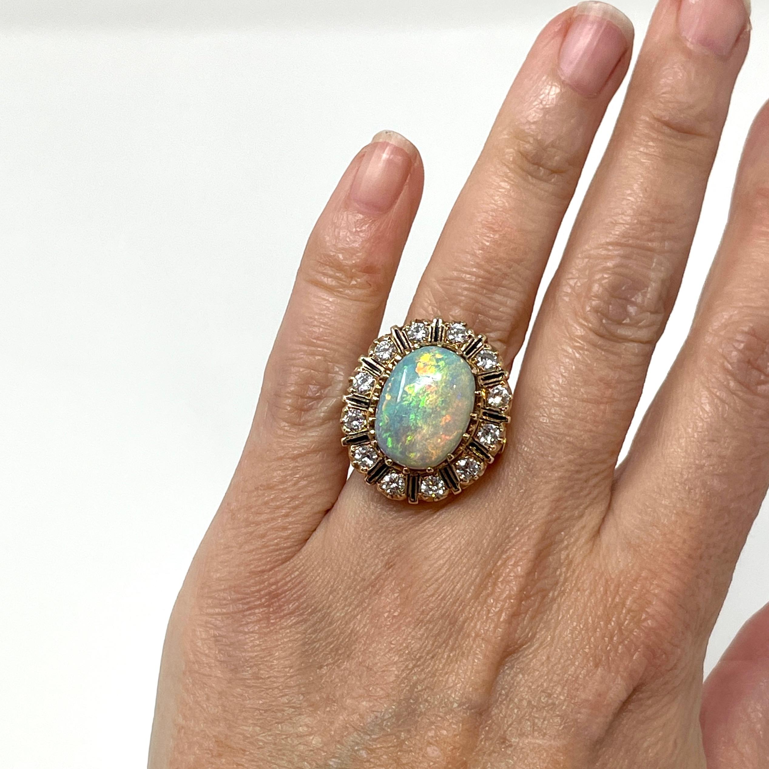 14K Gold Australian Opal and Diamond RIng 3