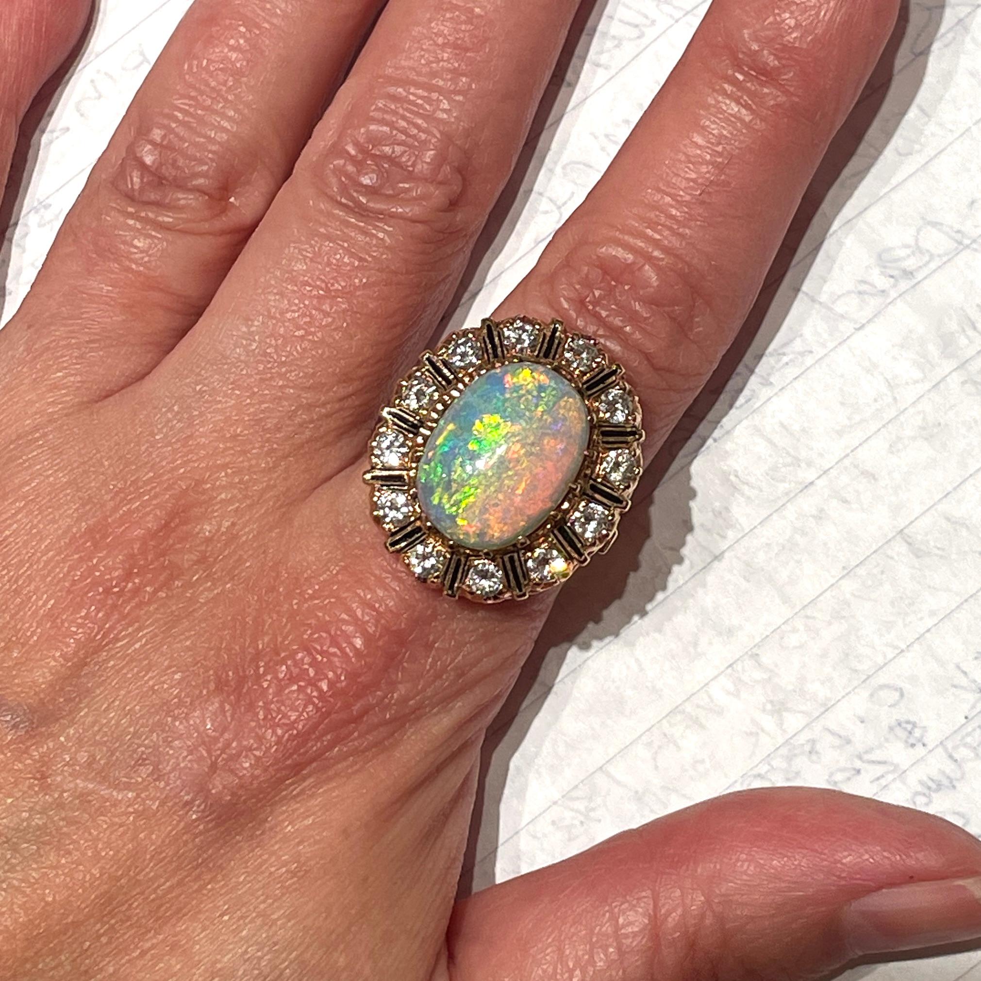 14K Gold Australian Opal and Diamond RIng 4