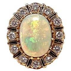 14K Gold Australian Opal and Diamond RIng