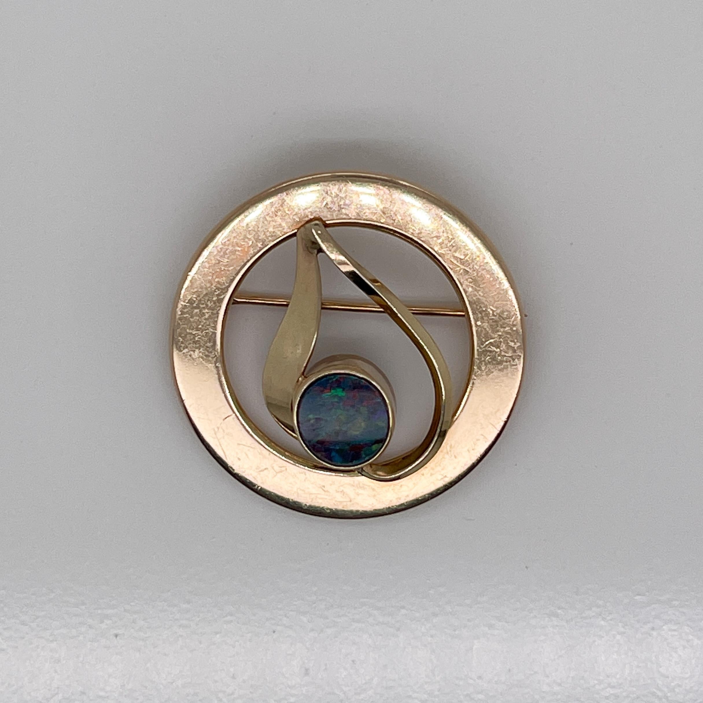 Brosche oder Anstecknadel aus 14 Karat Gold mit australischem Opal im Zustand „Gut“ im Angebot in Philadelphia, PA