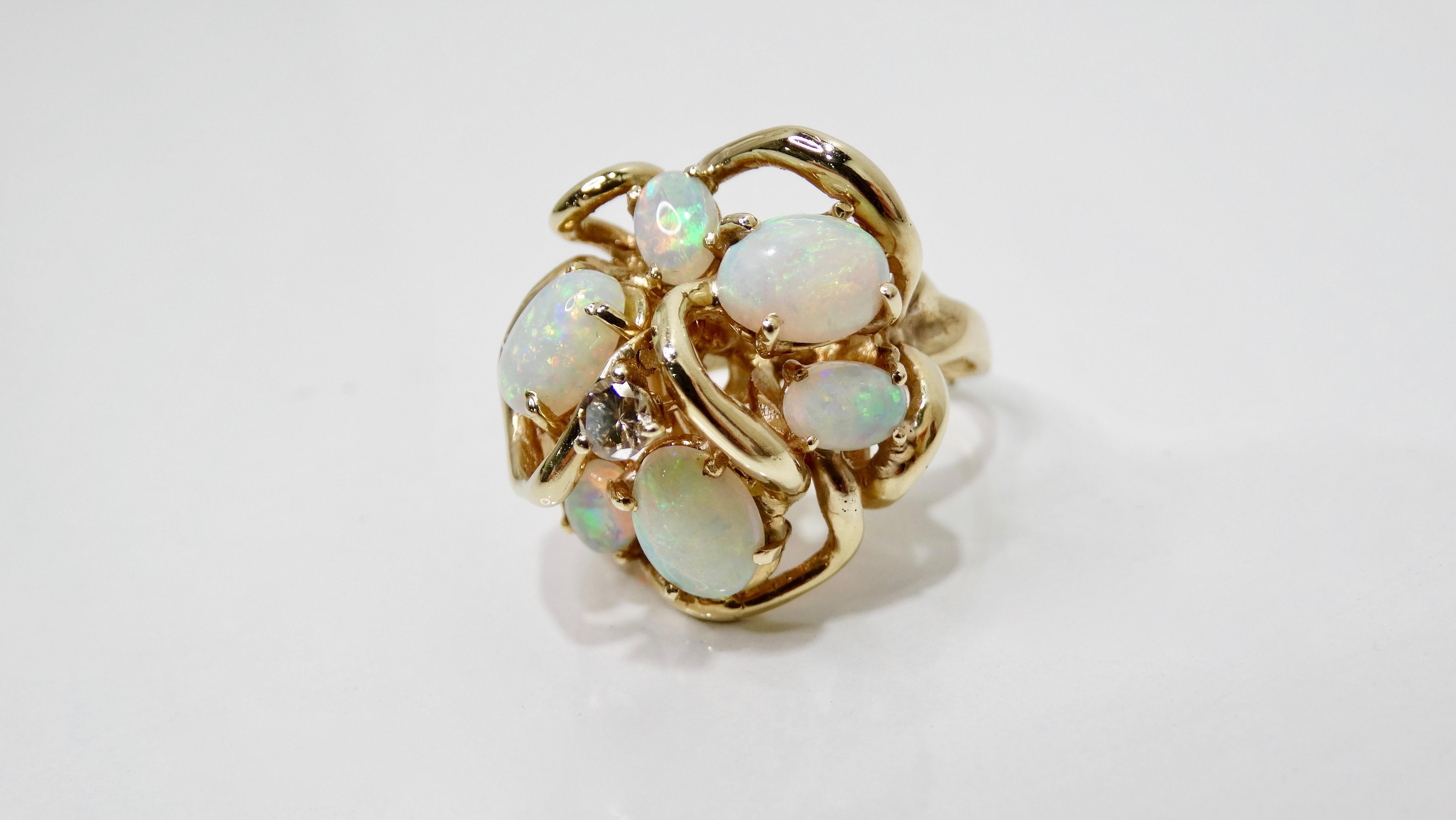 Australian Opal & Diamond Cluster Ring  For Sale 1