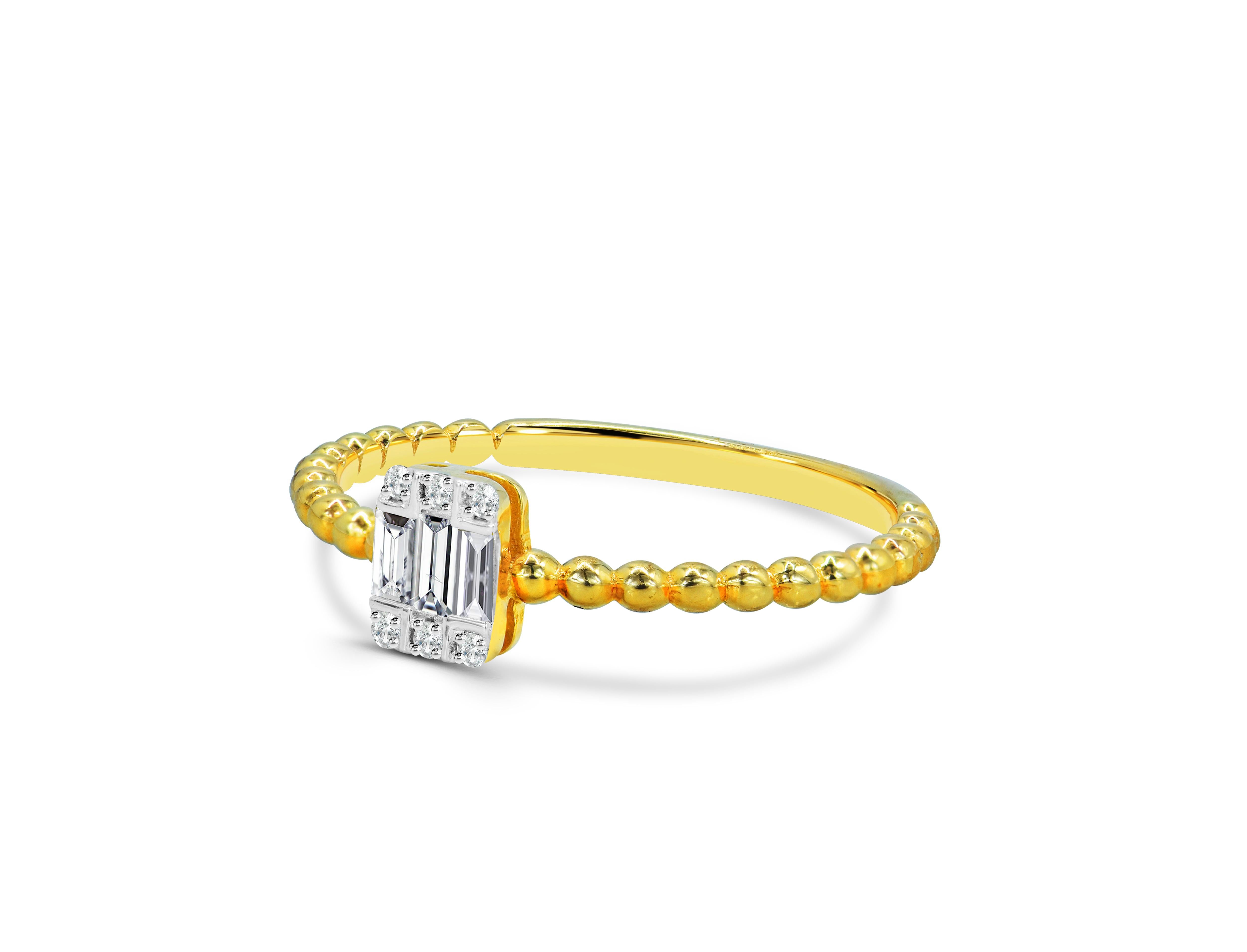 For Sale:  14k Gold Baguette Baguette Diamond Ring Square Diamond Ring Wedding Ring 5