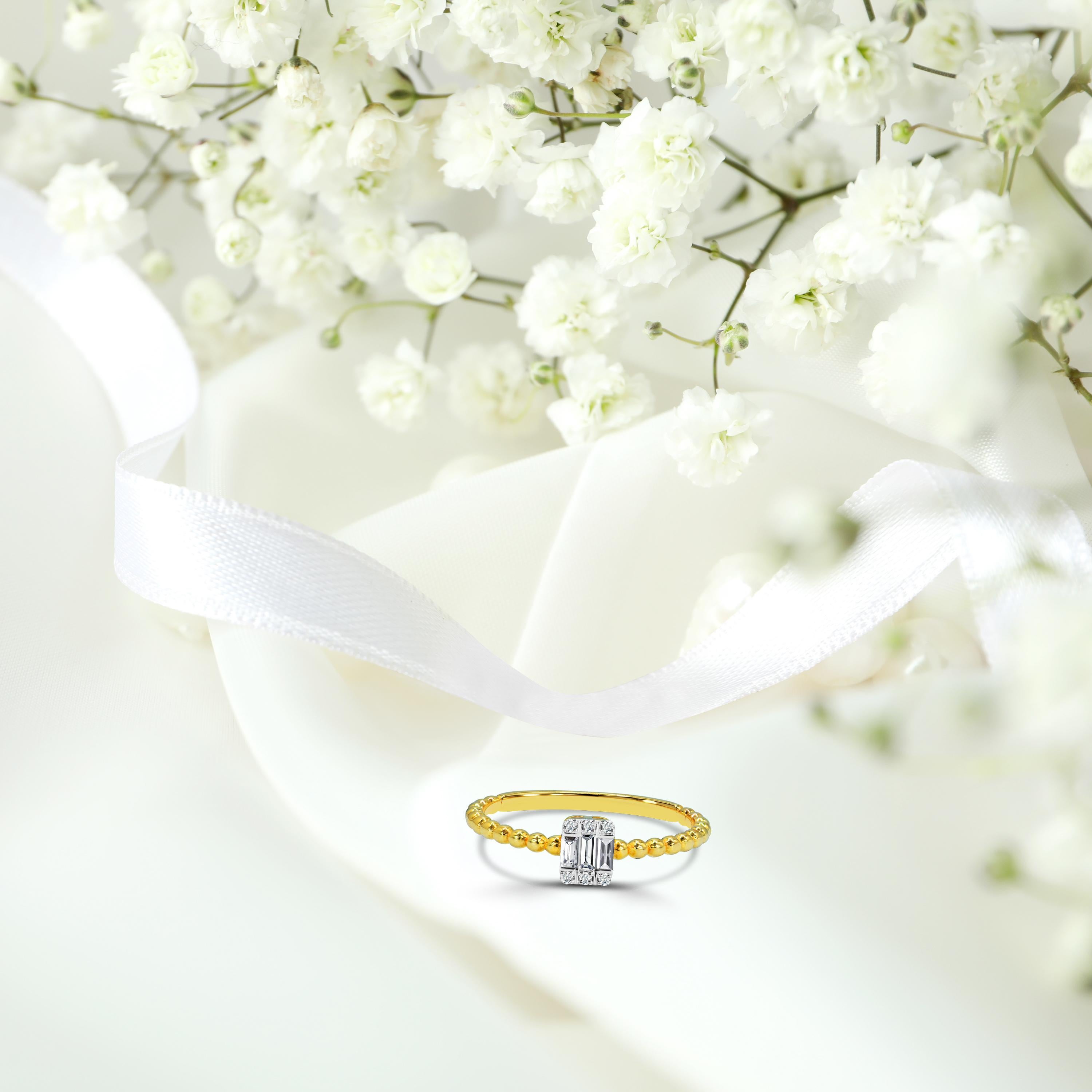 For Sale:  14k Gold Baguette Baguette Diamond Ring Square Diamond Ring Wedding Ring 6