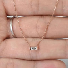 14k Gold Baguette Diamond Necklace Minimalist Diamond Necklace