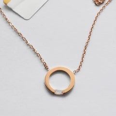 Collier en or 14k avec pendentif baguette en diamant Collier en or avec pendentif cercle en diamant