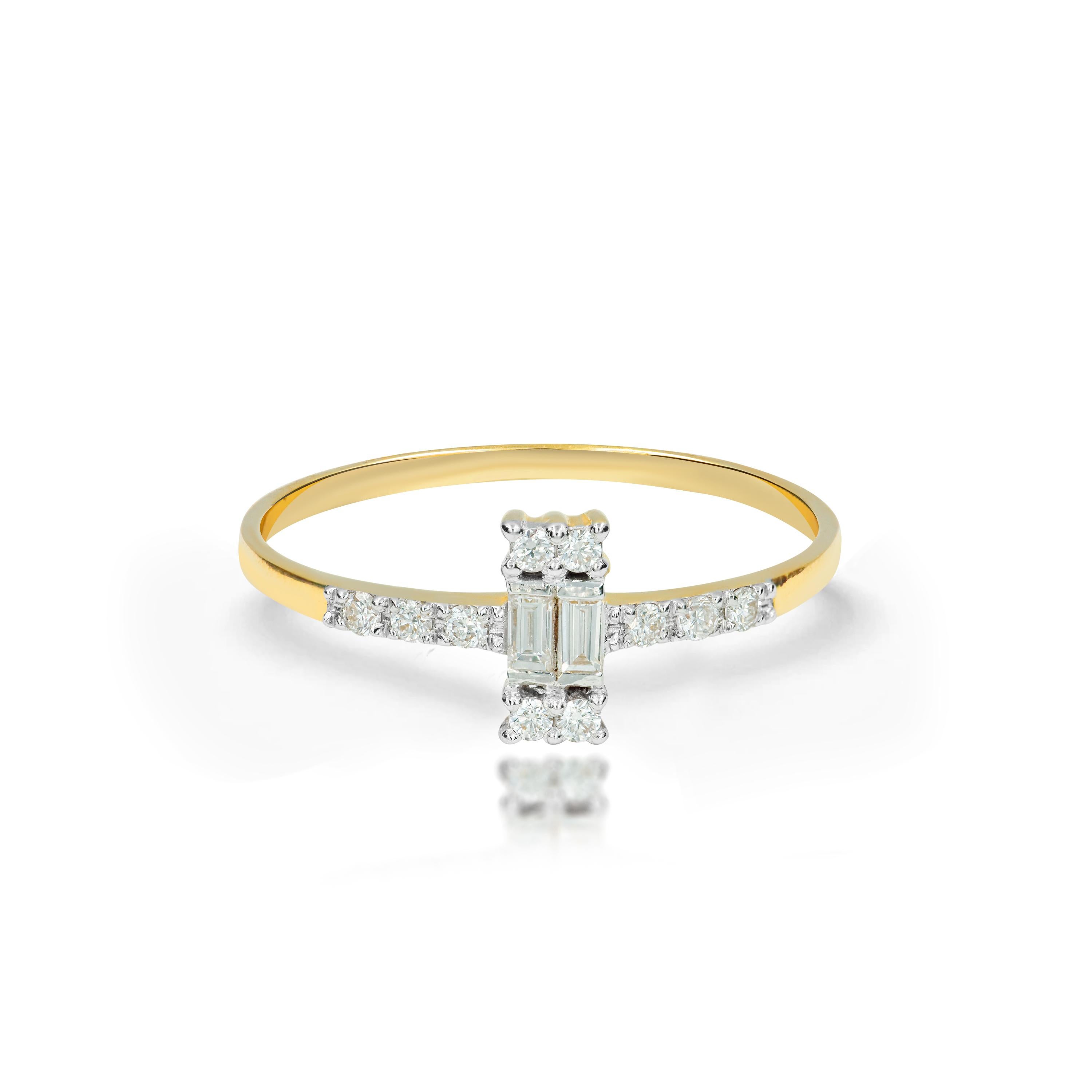 For Sale:  14k Gold Baguette Diamond Ring Baguette Wedding Ring Minimalist Ring 3