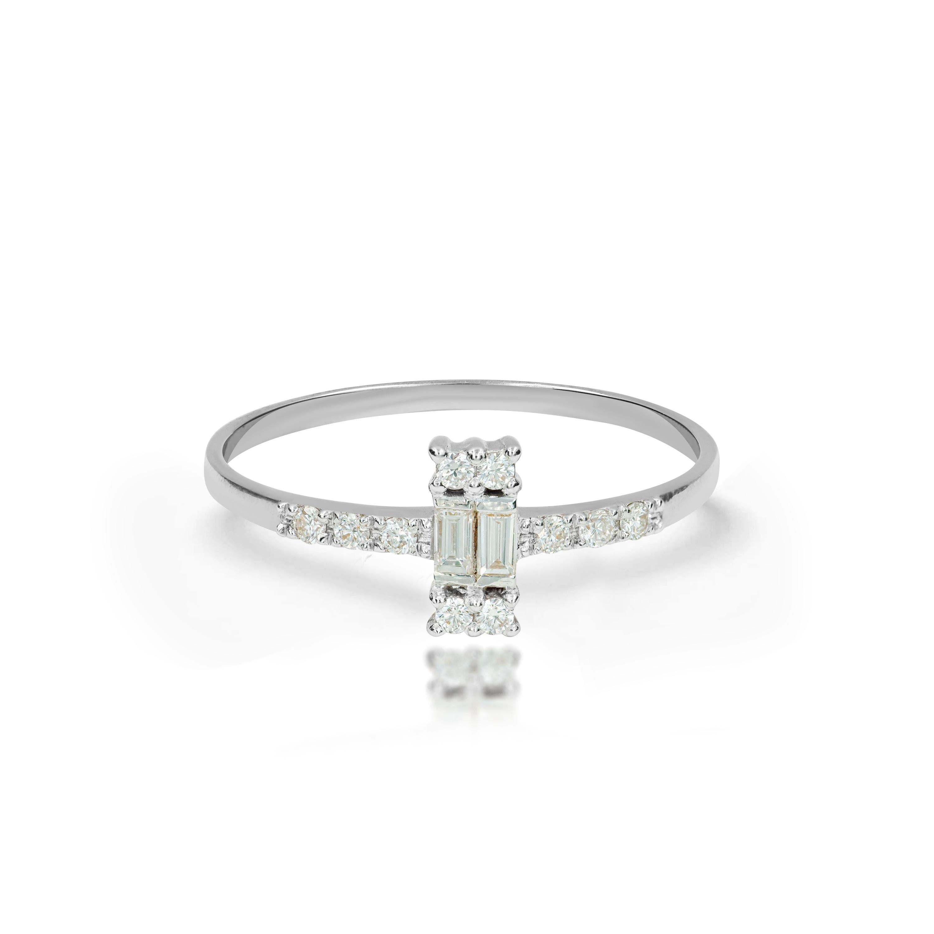For Sale:  14k Gold Baguette Diamond Ring Baguette Wedding Ring Minimalist Ring 4