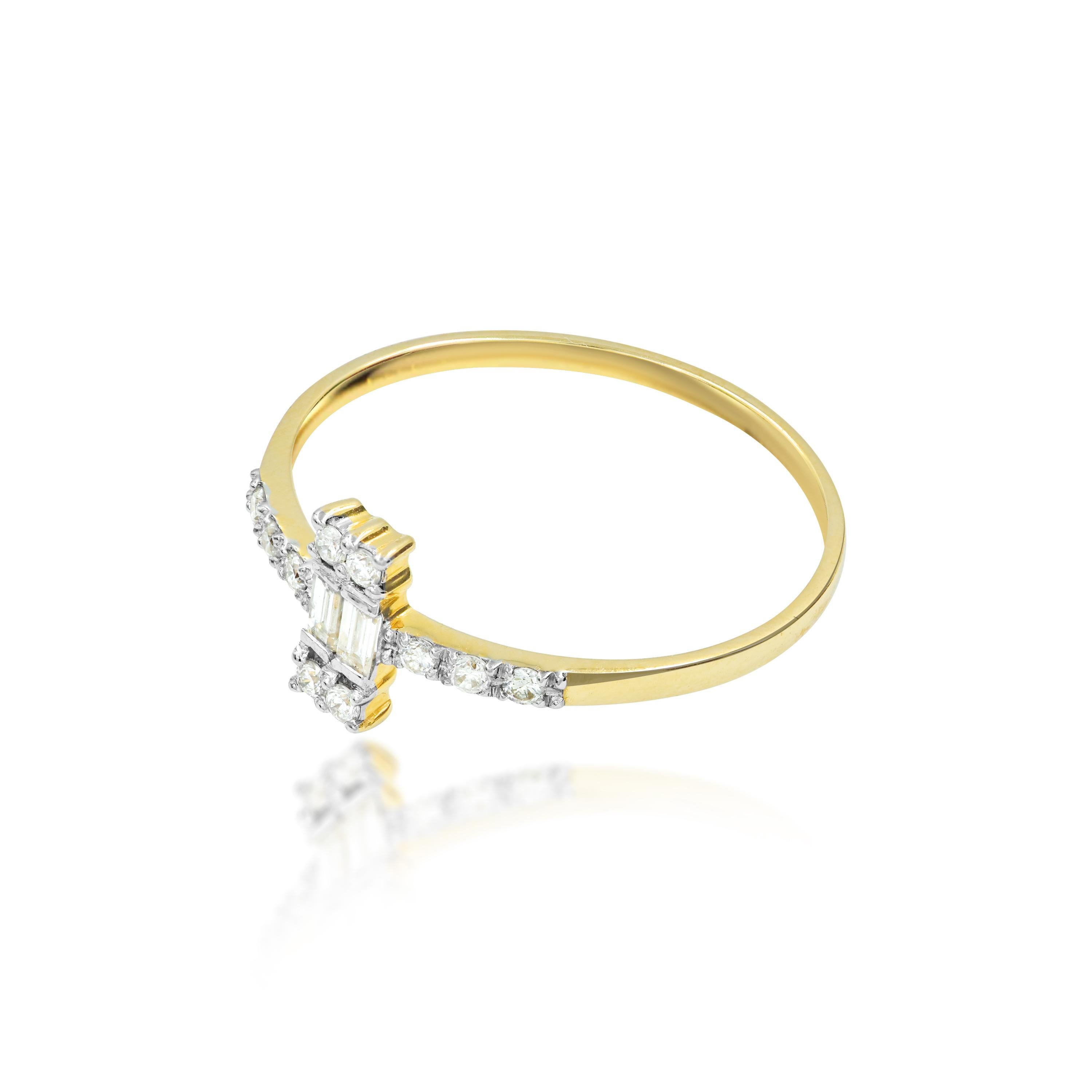 For Sale:  14k Gold Baguette Diamond Ring Baguette Wedding Ring Minimalist Ring 5