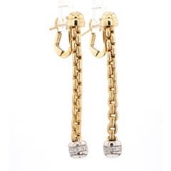 14K Gold Ball and Chain Diamond Drop Dangle Earrings