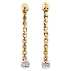 14K Gold Ball and Chain Diamond Drop Dangle Earrings