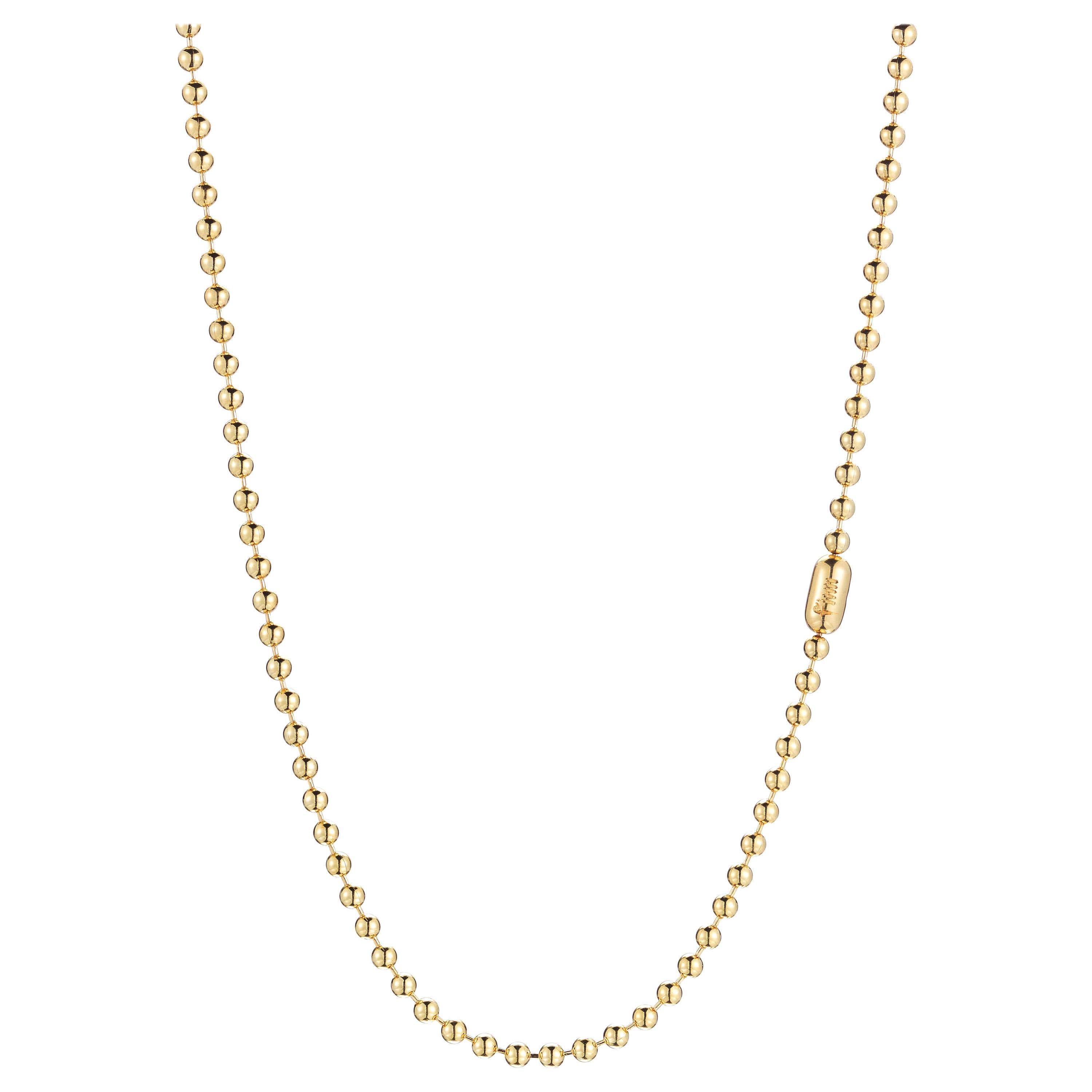 14K White Gold Diamond Cut Bead Ball Chain Necklace – Real Solid Gold, Multiple Lengths