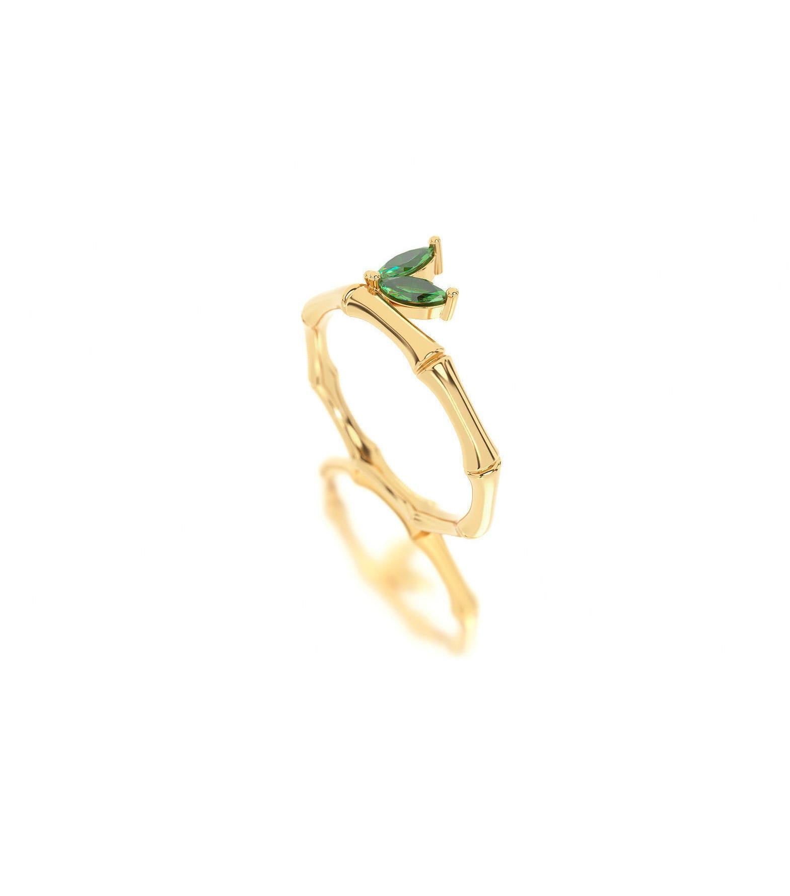 Im Angebot: 14k Gold Bambus Ring () 2