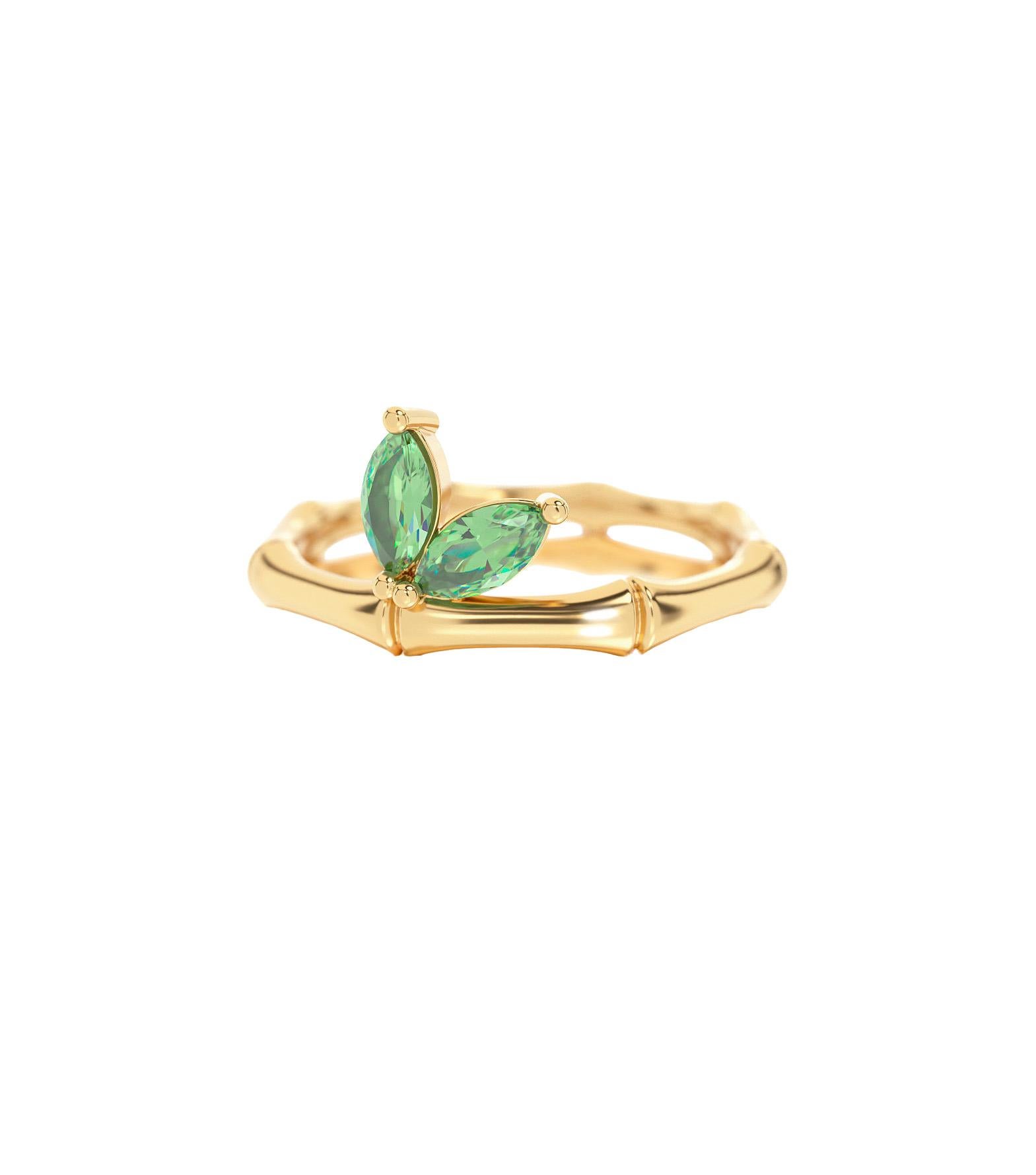 Im Angebot: 14k Gold Bambus Ring () 3