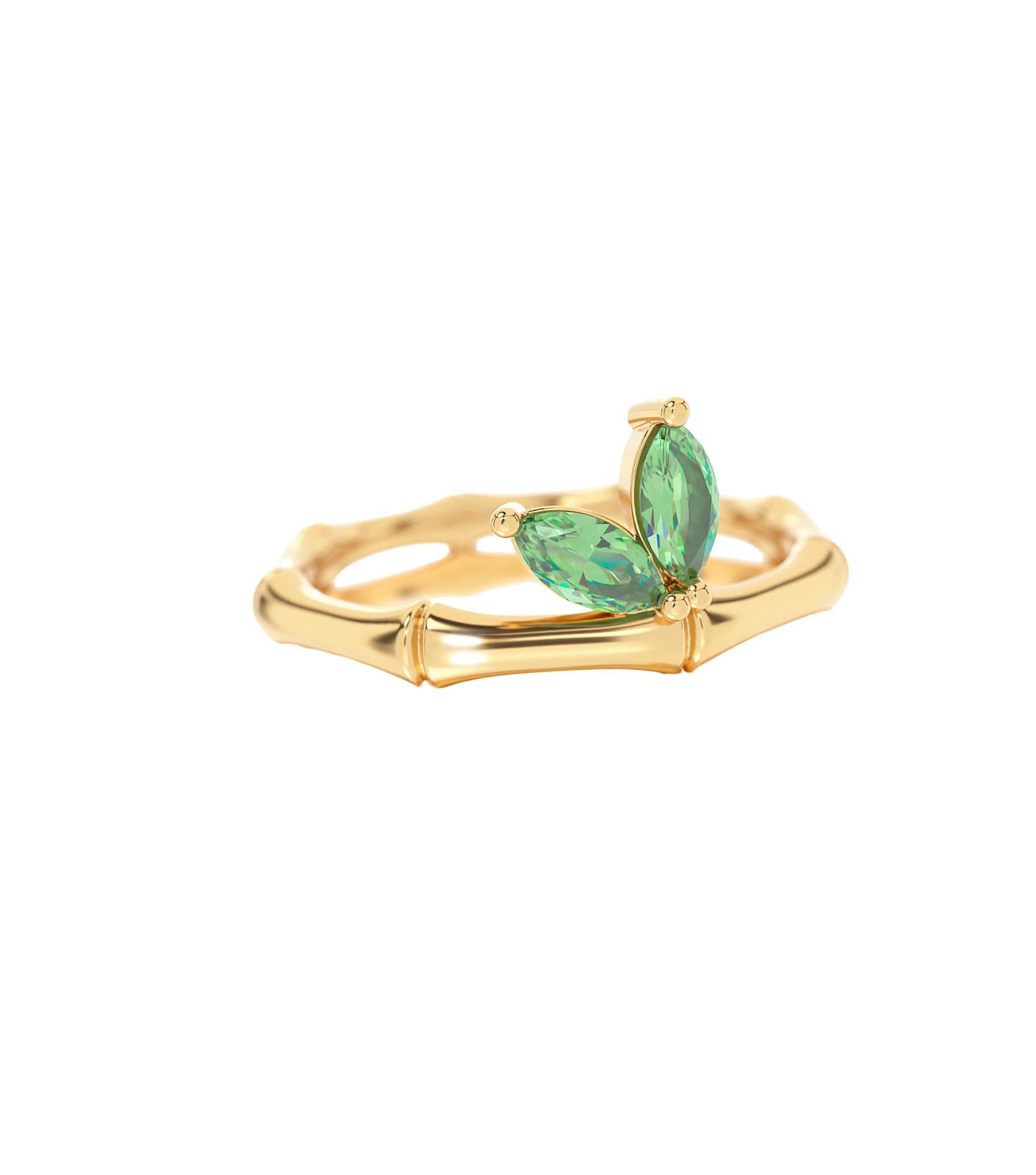 Im Angebot: 14k Gold Bambus Ring () 4