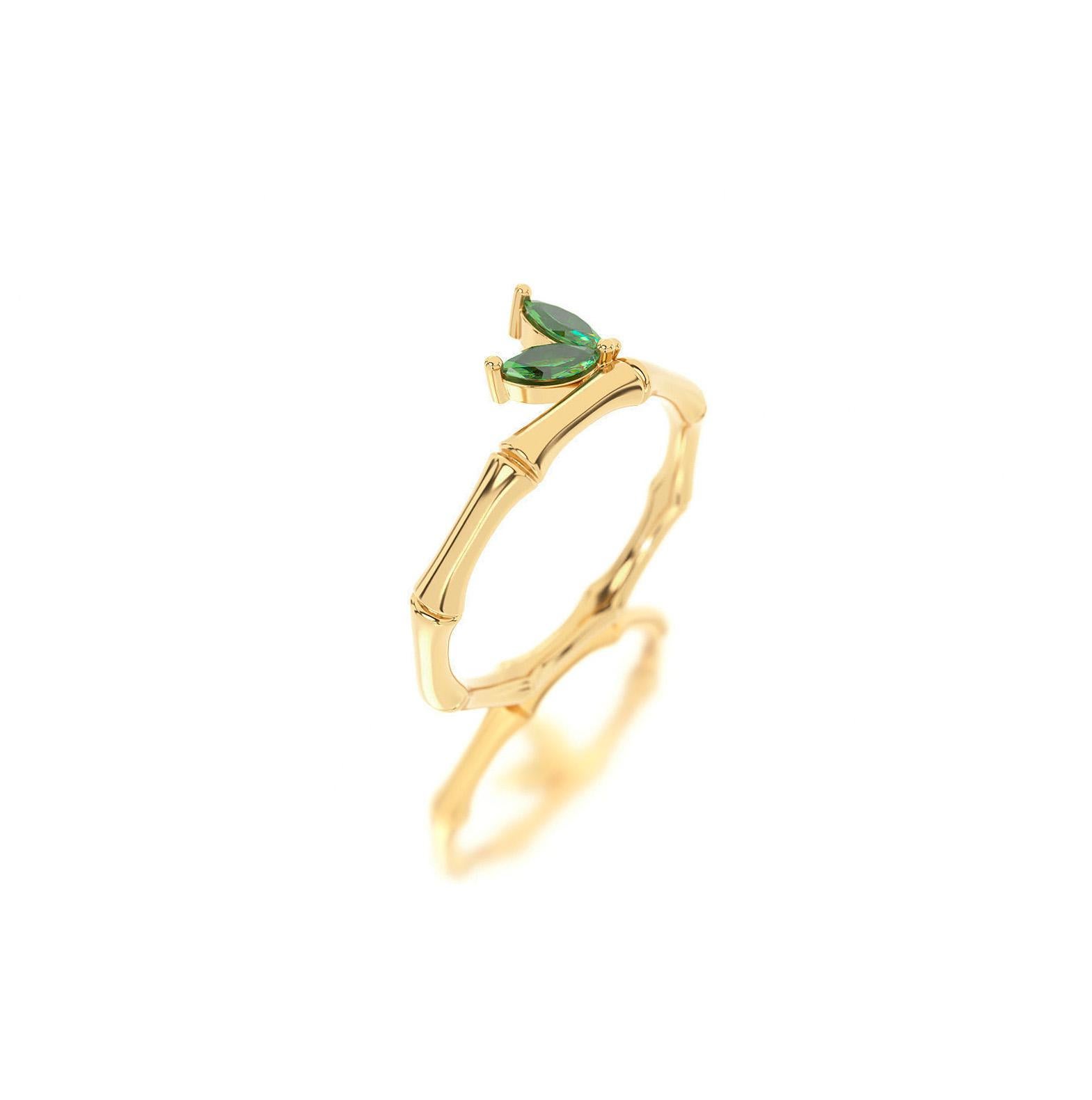 Im Angebot: 14k Gold Bambus Ring () 6