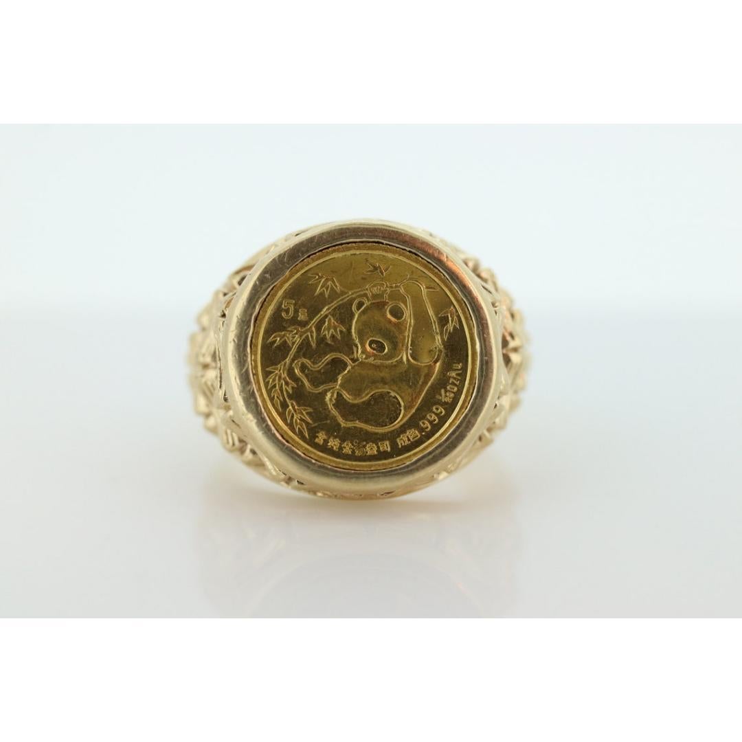 14k gold panda coin ring