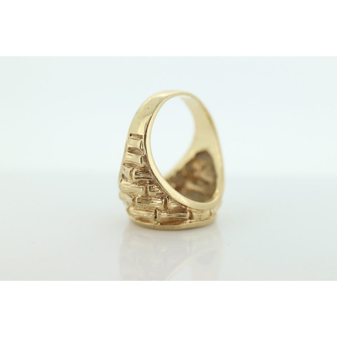 14k Gold BAMBOO ring with a 1985 Panda 1/20 999 Fine 24k Gold Coin Bamboo bezel For Sale 2