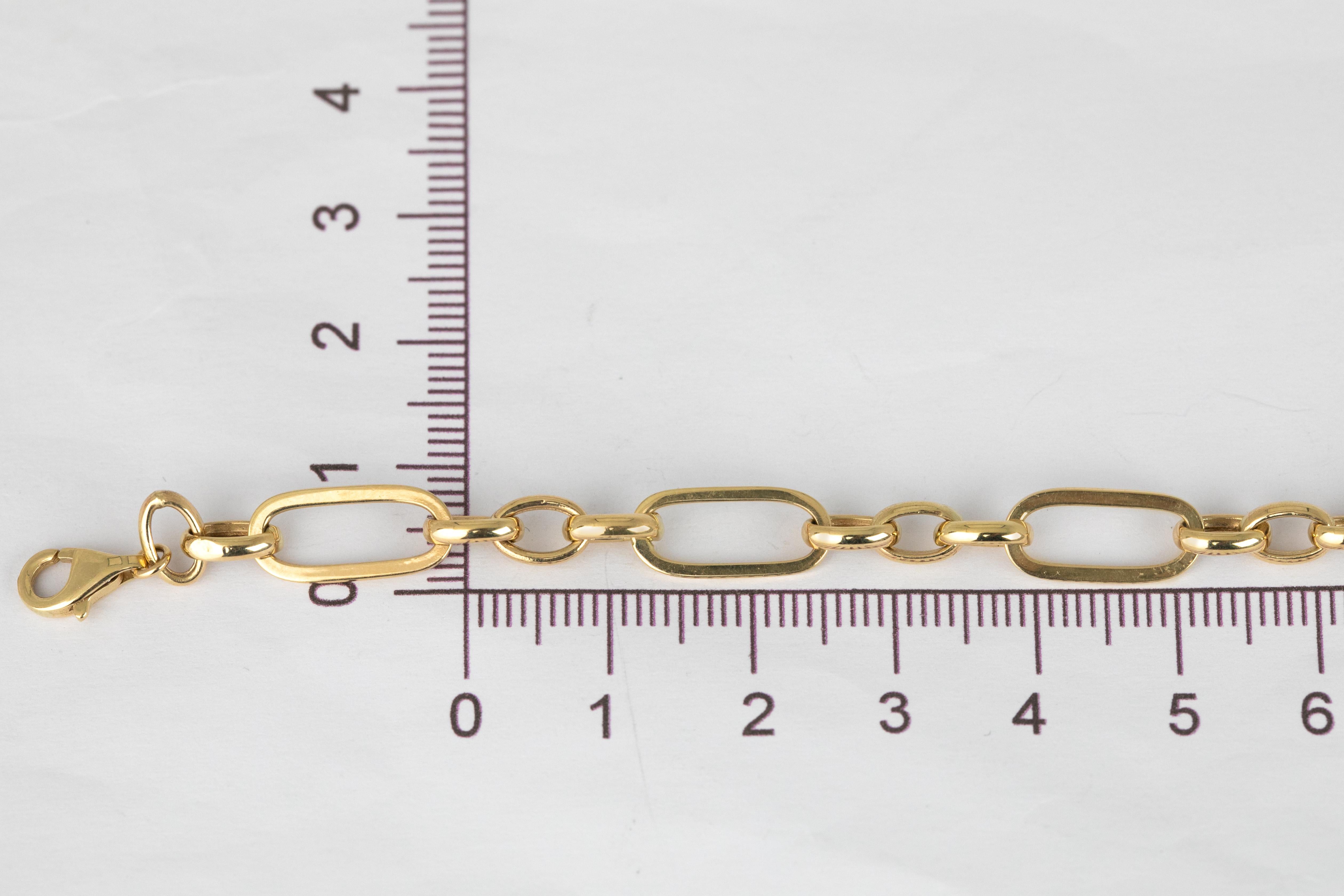 14k Gold Bangle Paper Clip Chain Bracelet For Sale 5