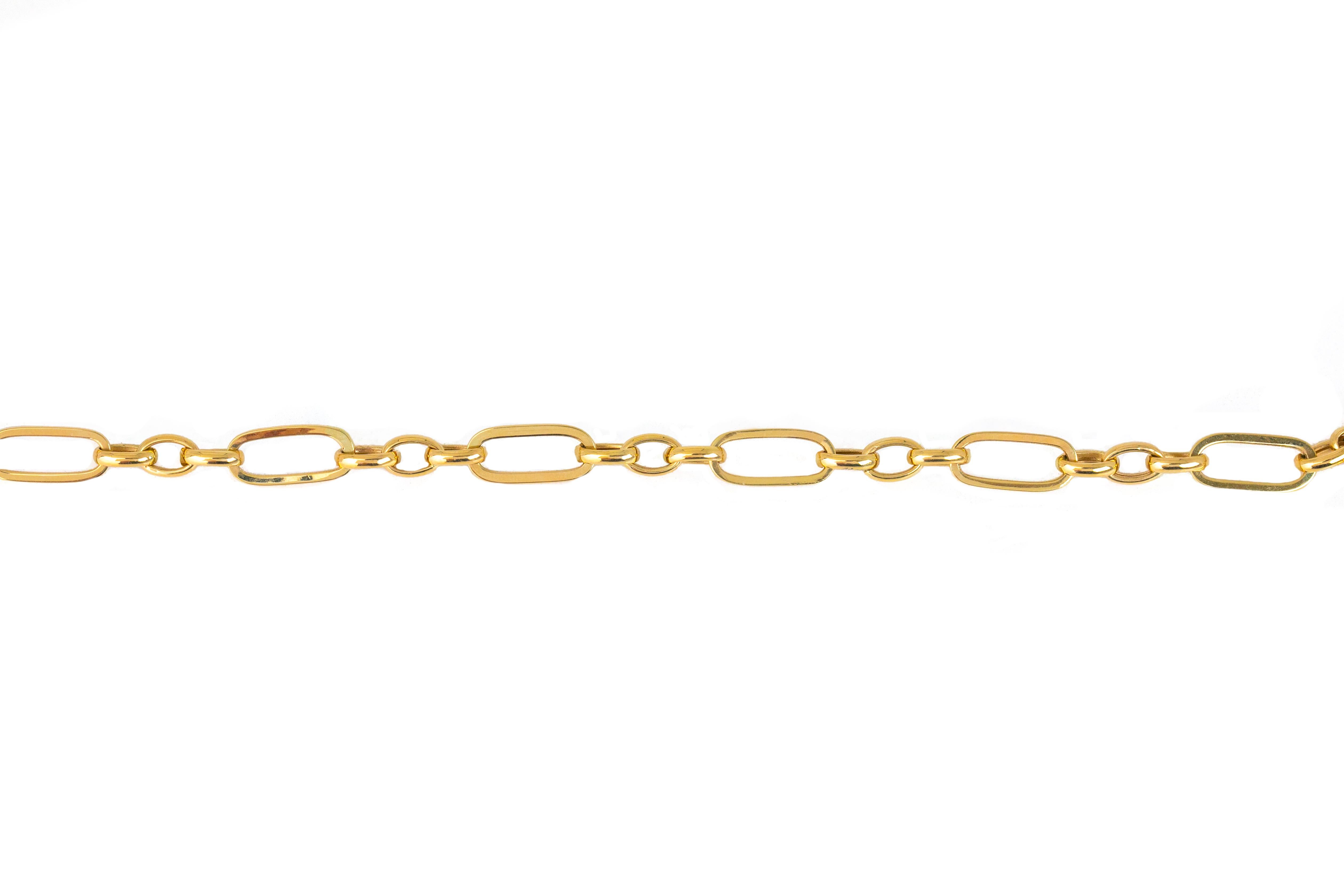 Contemporary 14k Gold Bangle Paper Clip Chain Bracelet For Sale