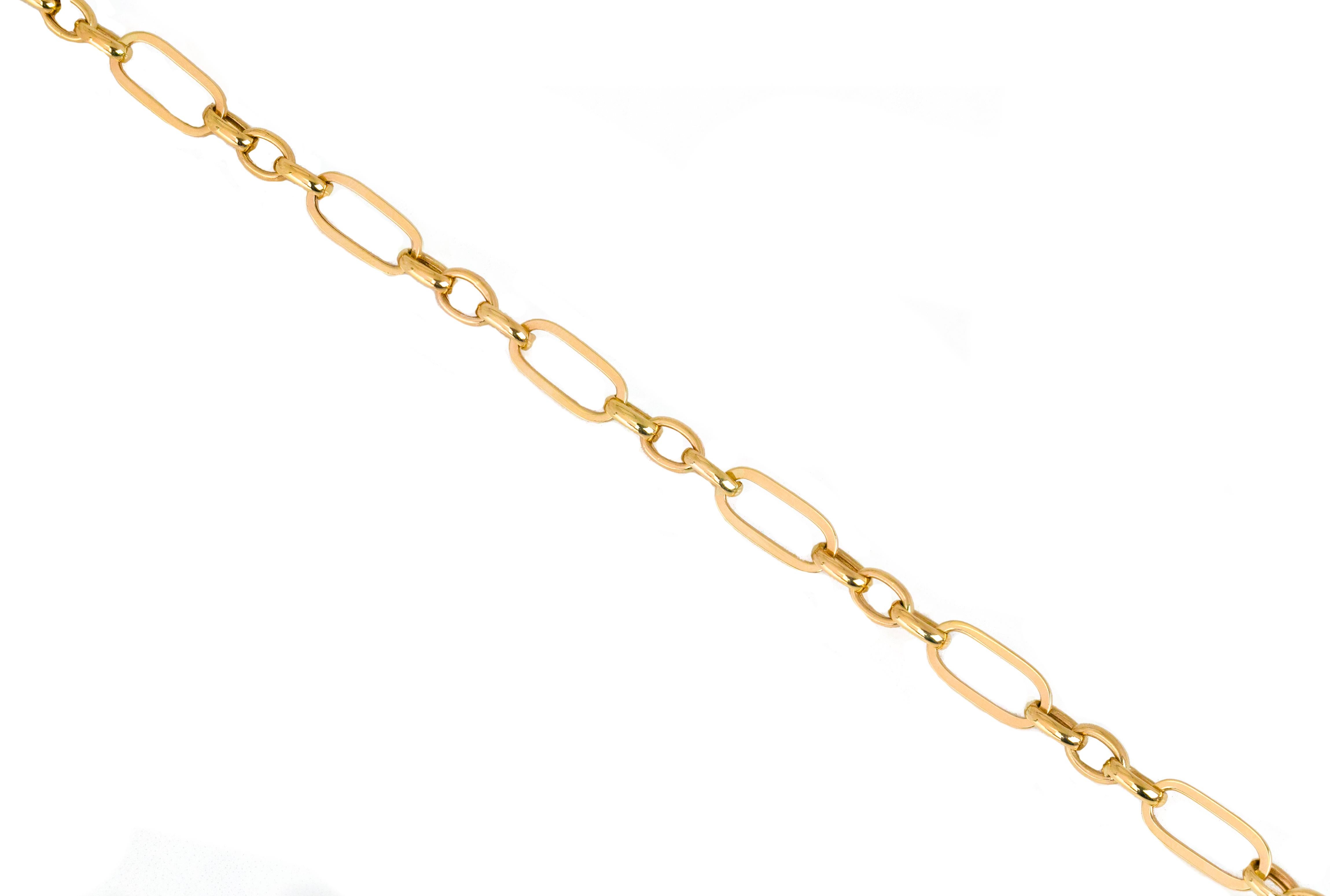 14k Gold Bangle Paper Clip Chain Bracelet In New Condition For Sale In ISTANBUL, TR