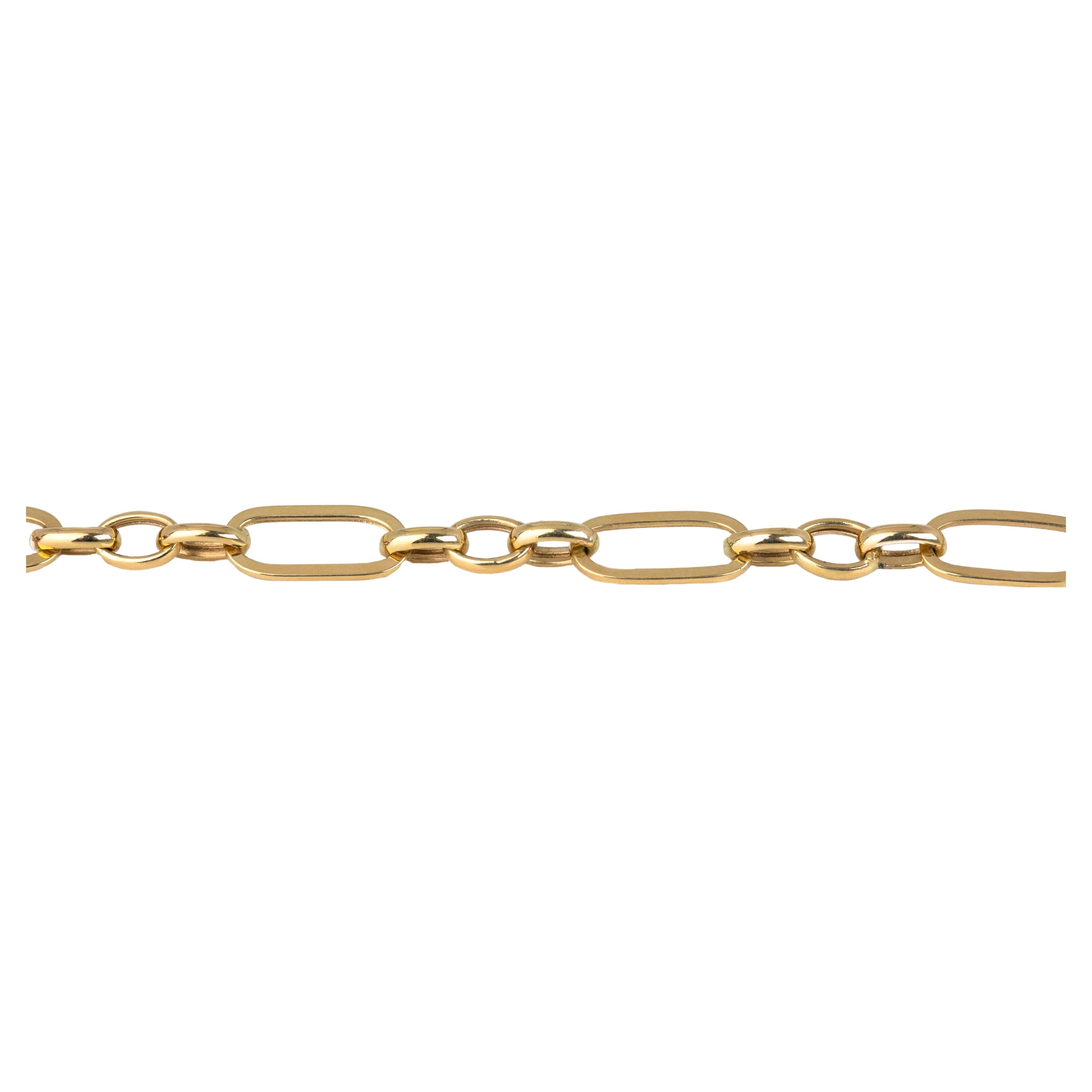 14k Gold Bangle Paper Clip Chain Bracelet For Sale