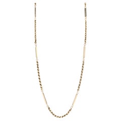 Vintage 14k Gold Bar and Rope Chain Necklace