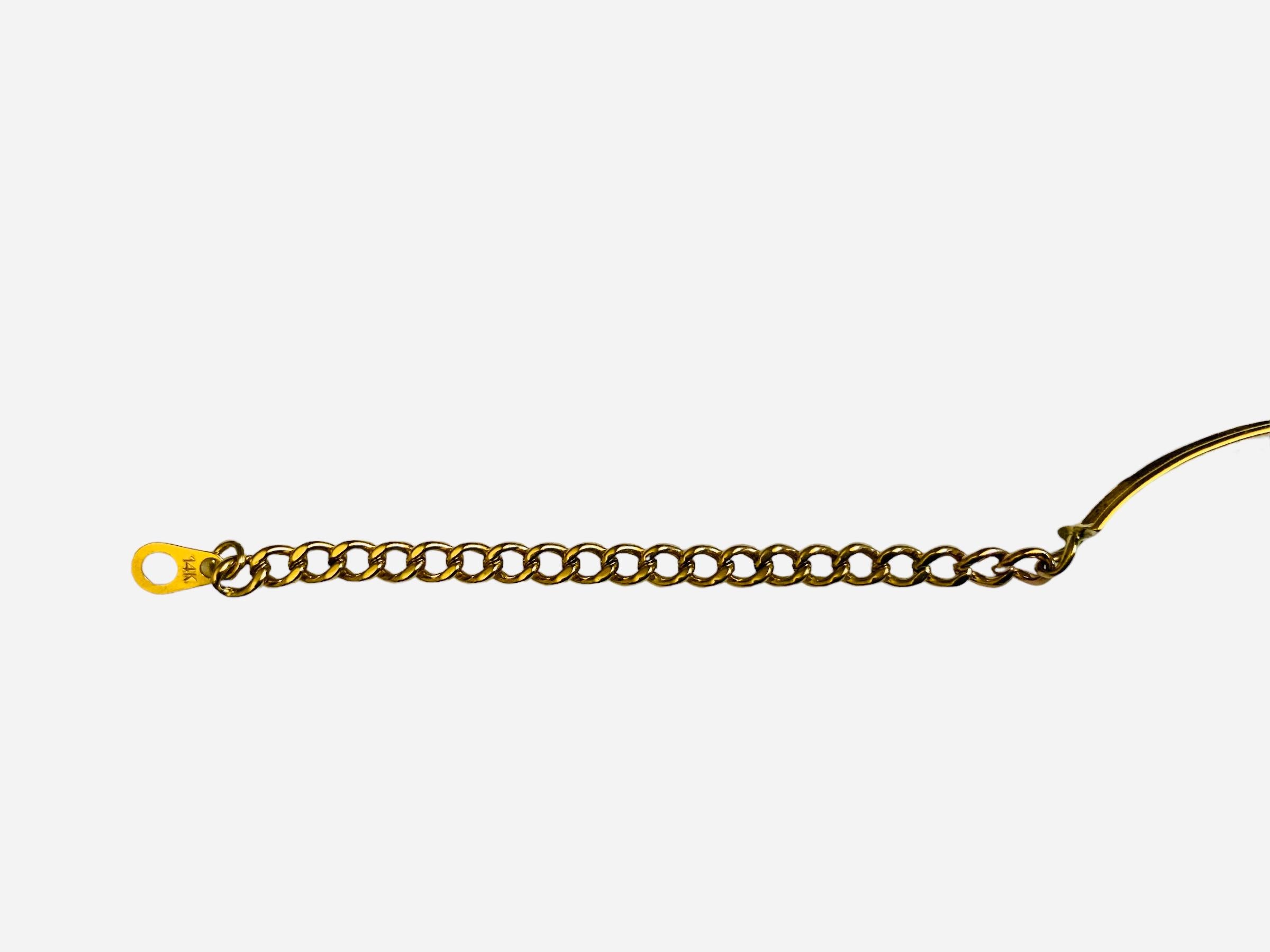 14K Gold Bar Link ID Bracelet 6